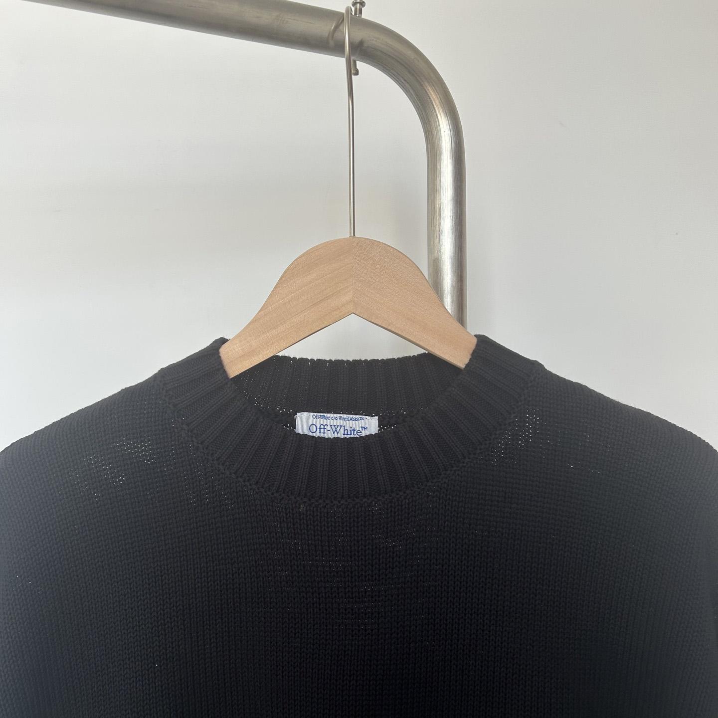 Off-White Reverse Arrow Diag Knit Crewneck 'Black/Green' - EUR FASHION
