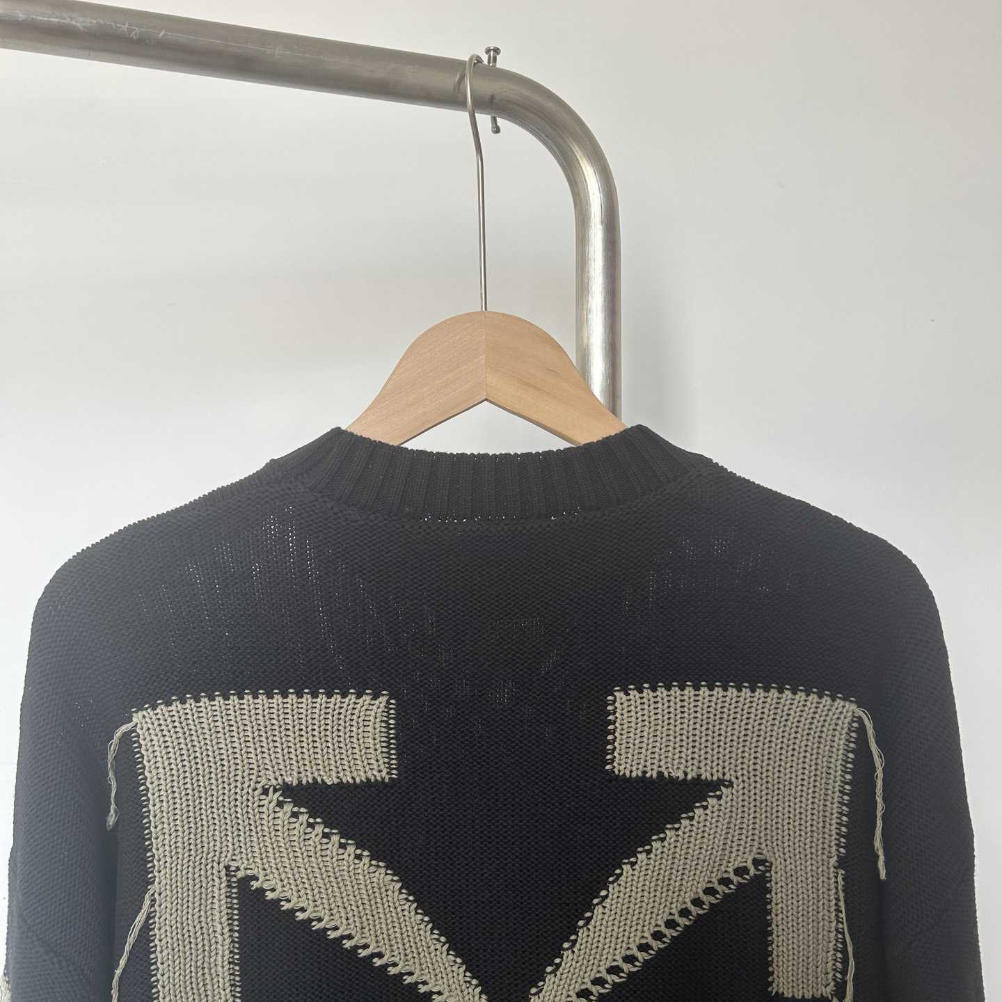 Off-White Reverse Arrow Diag Knit Crewneck 'Black/Green' - EUR FASHION