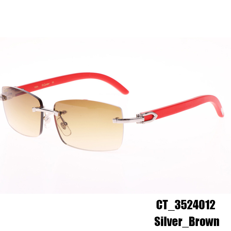 Cartier CT_3524012 Red Wood Sunglasses In Silver Brown - EUR FASHION
