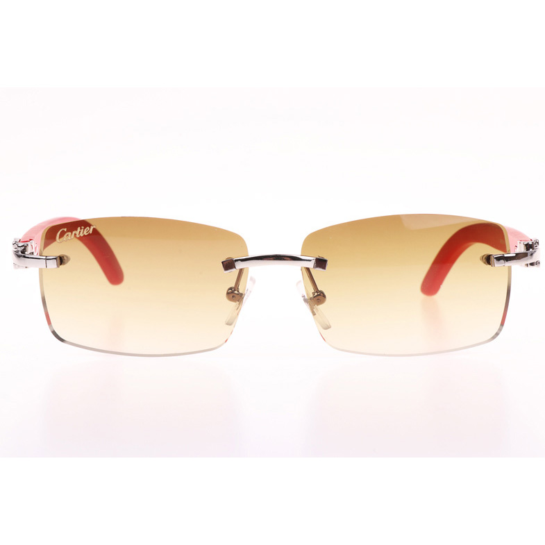 Cartier CT_3524012 Red Wood Sunglasses In Silver Brown - EUR FASHION