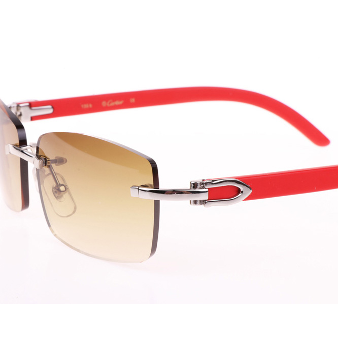Cartier CT_3524012 Red Wood Sunglasses In Silver Brown - EUR FASHION