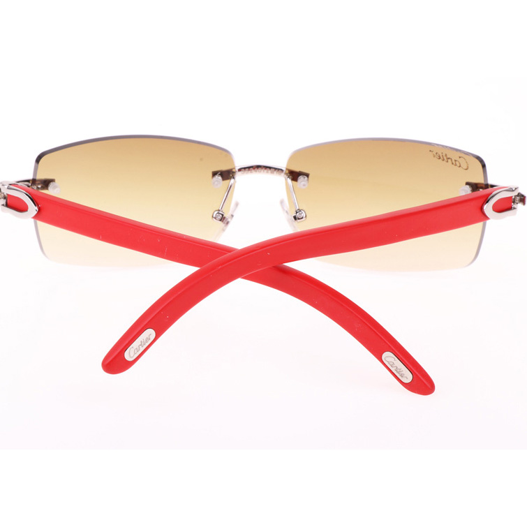 Cartier CT_3524012 Red Wood Sunglasses In Silver Brown - EUR FASHION