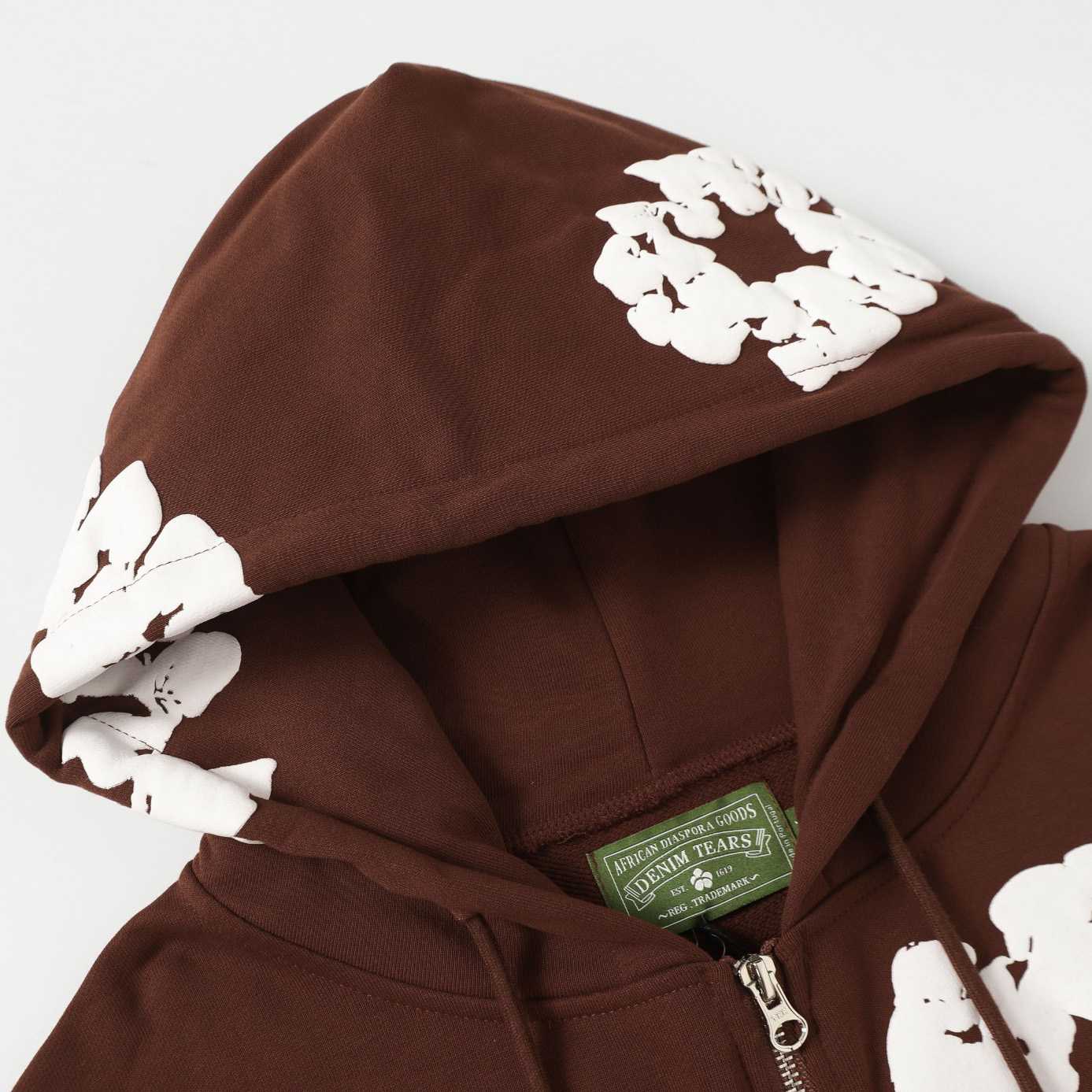 Denim Tears Cotton Wreath Zip Hoodie Brown - EUR FASHION