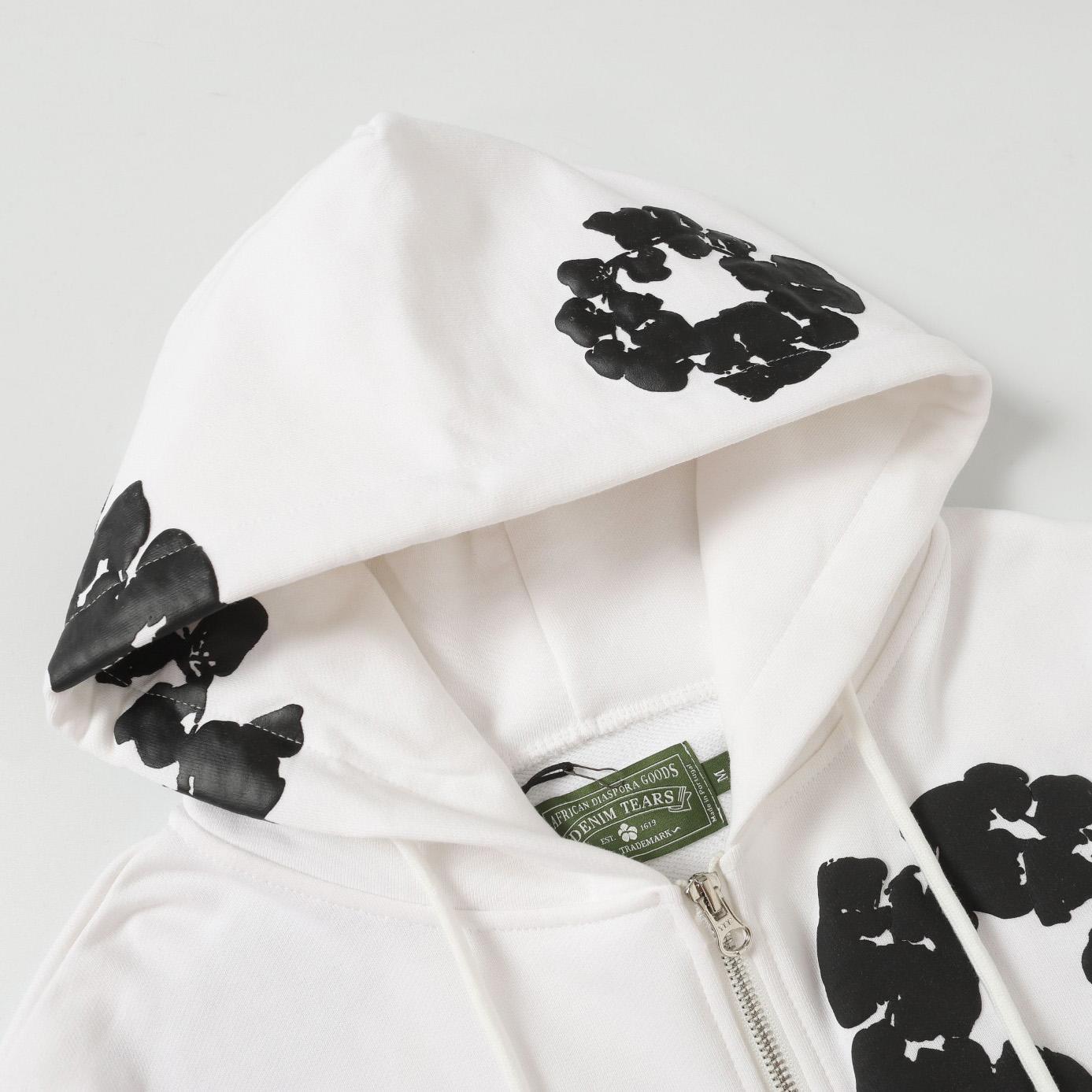 Denim Tears Cotton Wreath Zip Hoodie White - EUR FASHION