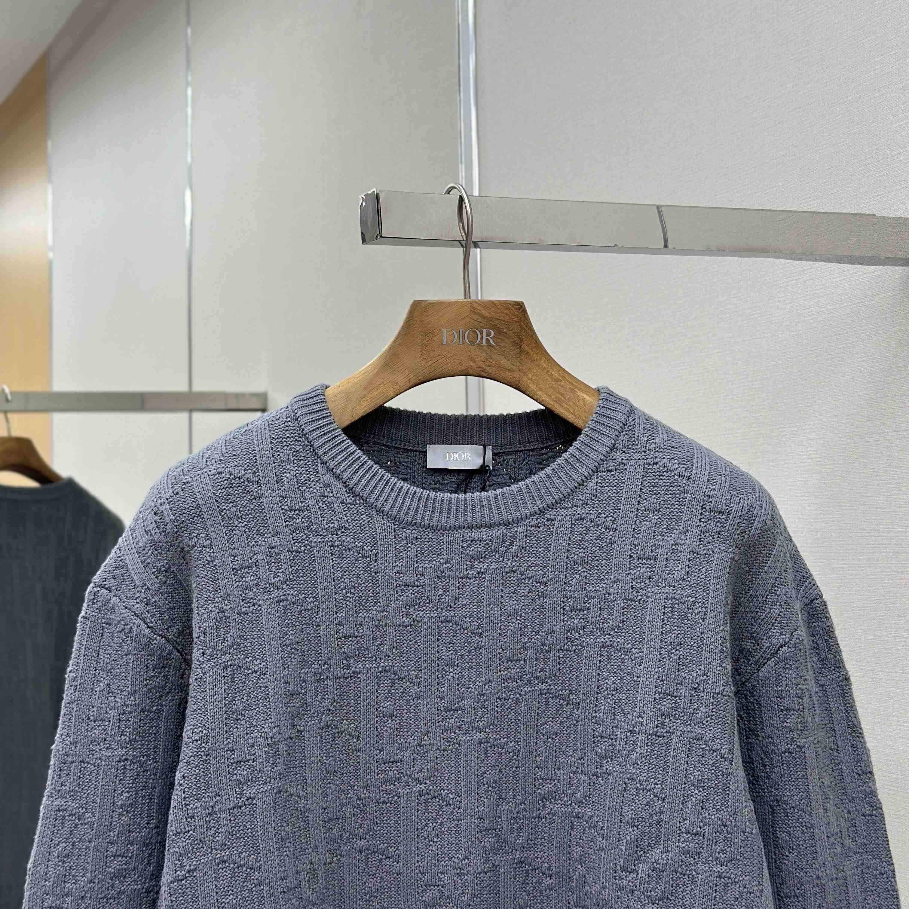 Dior Oblique Sweater Gray Cotton-Blend Jacquard - EUR FASHION