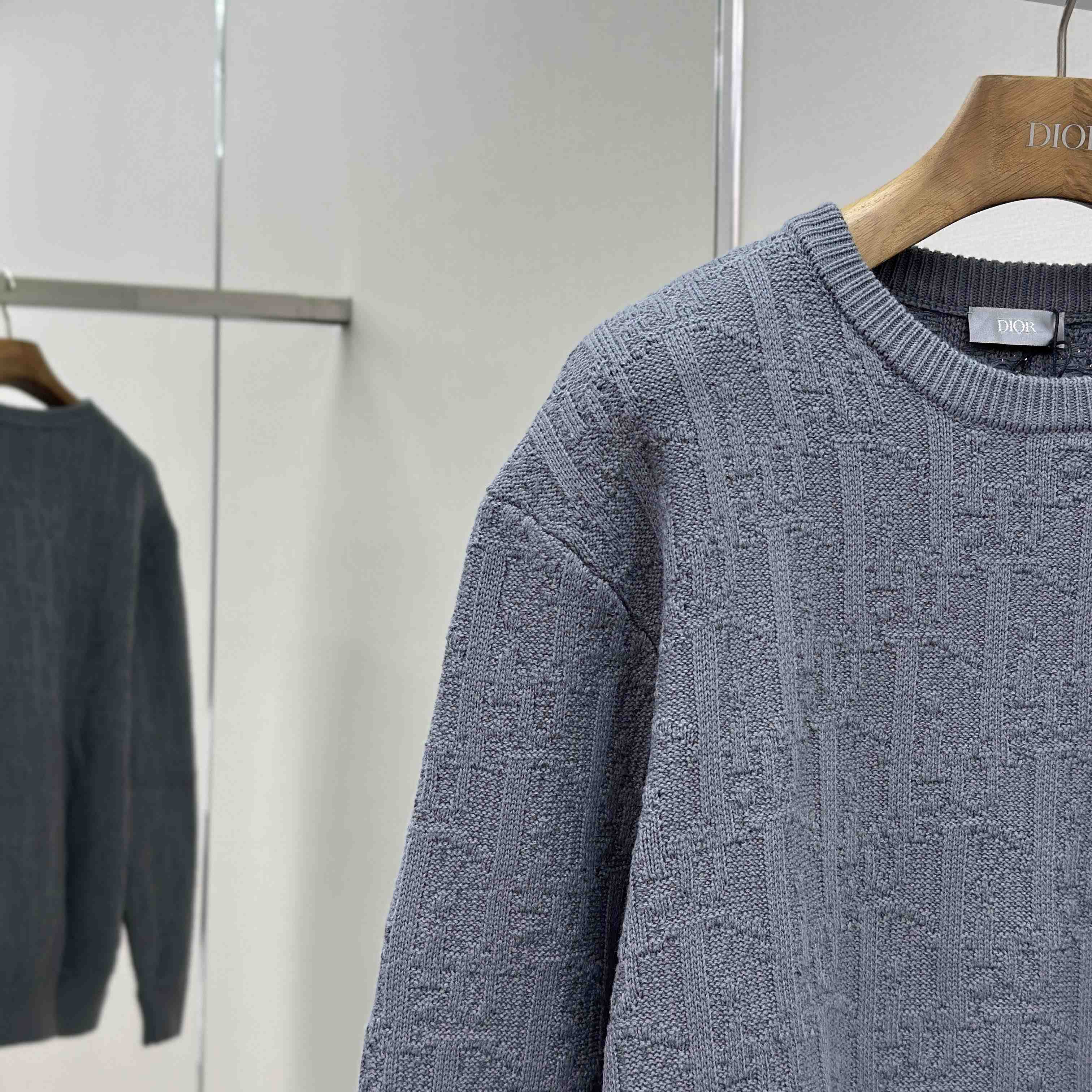 Dior Oblique Sweater Gray Cotton-Blend Jacquard - EUR FASHION