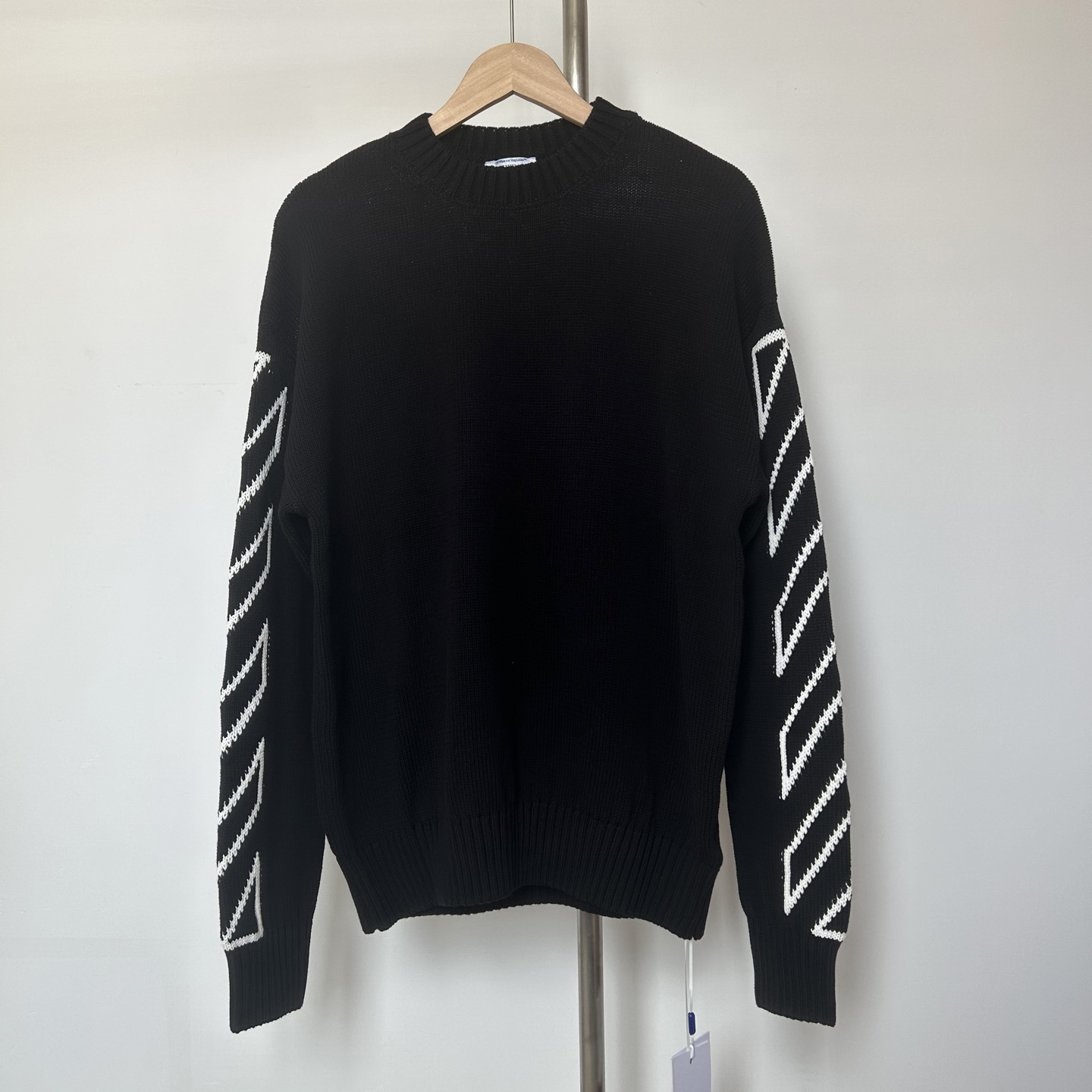 Off-White Diag Outline Knit Crewneck 'Black/White' - EUR FASHION