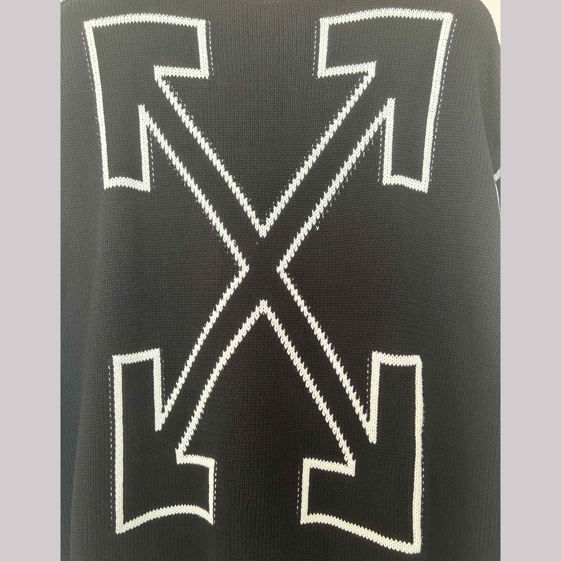 Off-White Diag Outline Knit Crewneck 'Black/White' - EUR FASHION