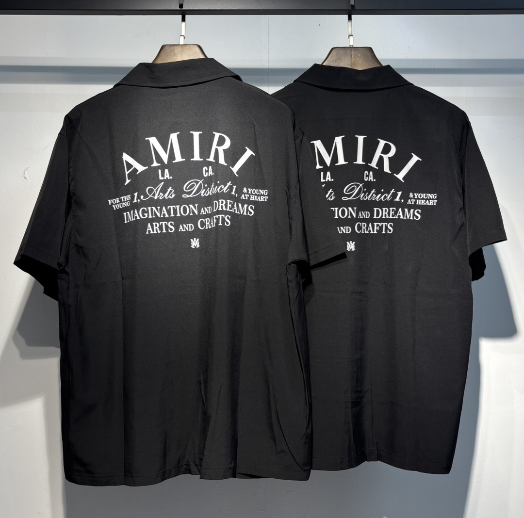 Amiri Logo-print Short-sleeve Silk Shirt - EUR FASHION