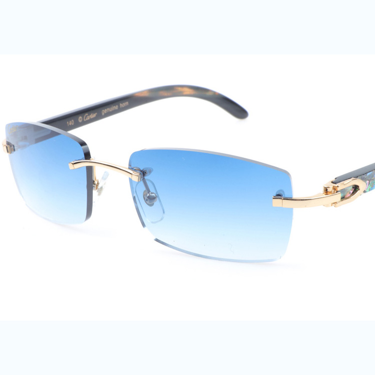 Cartier CT_3524012 Shell Mix Black Buffalo Sunglasses In Gold Gradient Blue - EUR FASHION