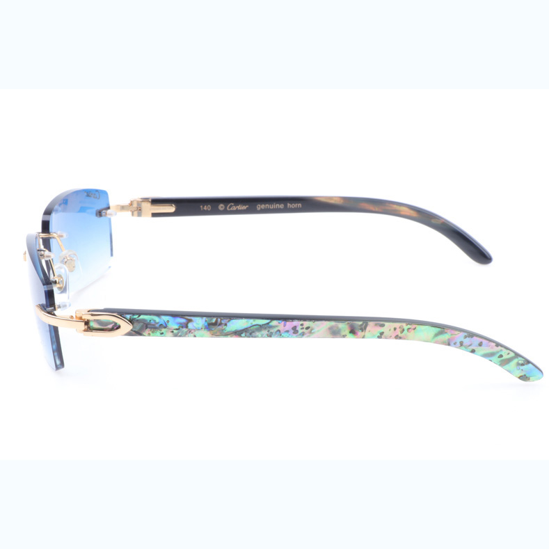 Cartier CT_3524012 Shell Mix Black Buffalo Sunglasses In Gold Gradient Blue - EUR FASHION