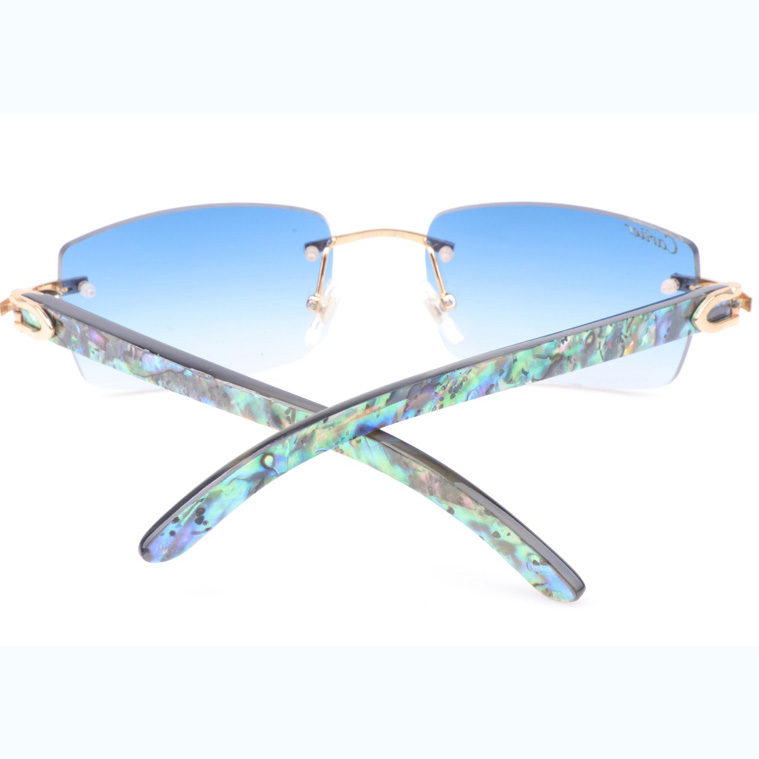 Cartier CT_3524012 Shell Mix Black Buffalo Sunglasses In Gold Gradient Blue - EUR FASHION