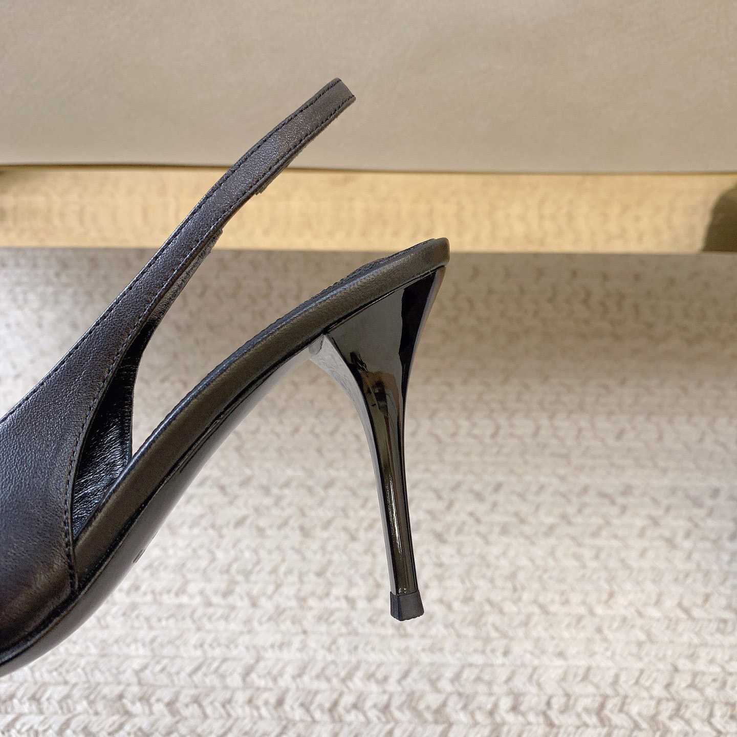 Saint Laurent Leather YSL Slingback Pumps - EUR FASHION