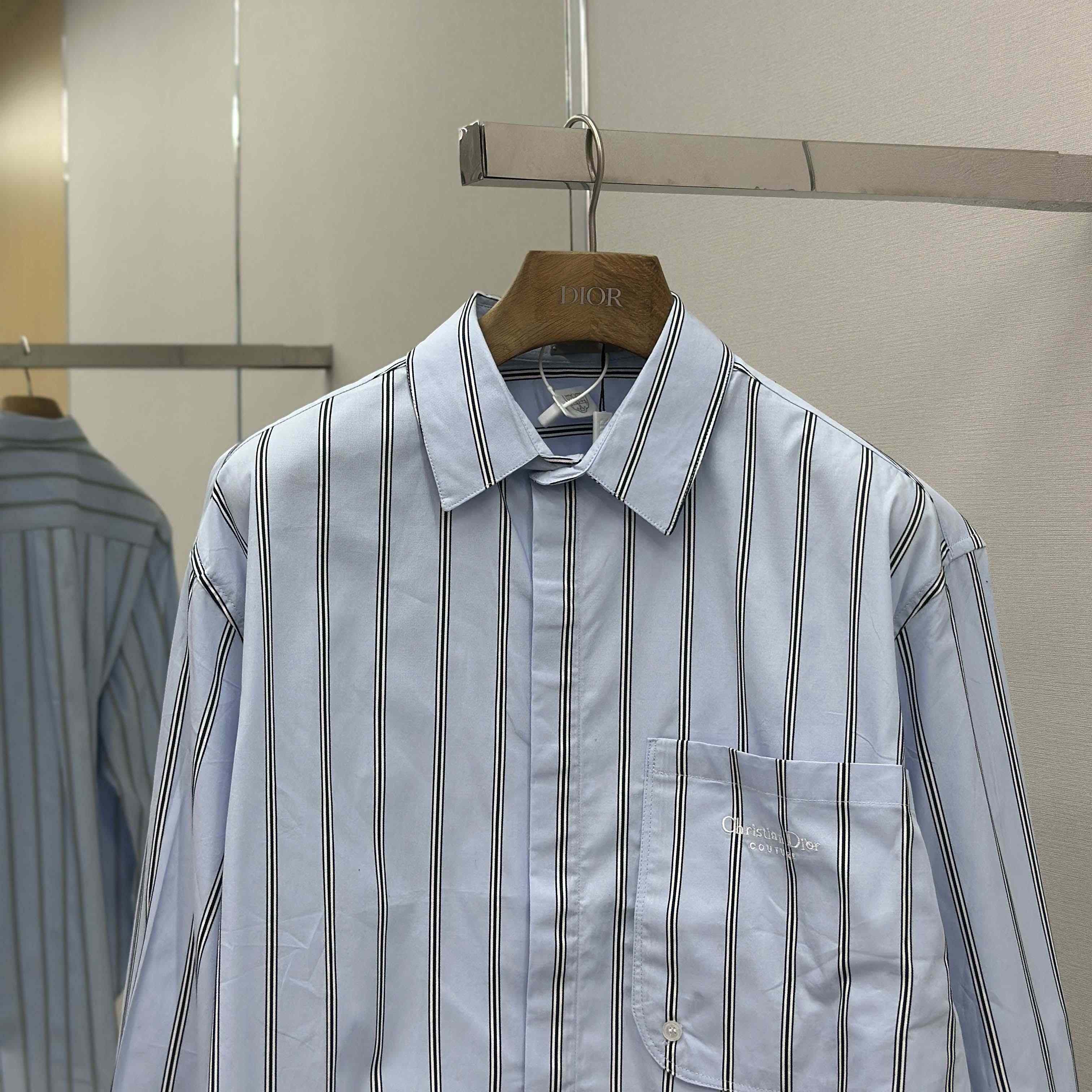 Dior Embroidery Shirt in Blue - EUR FASHION