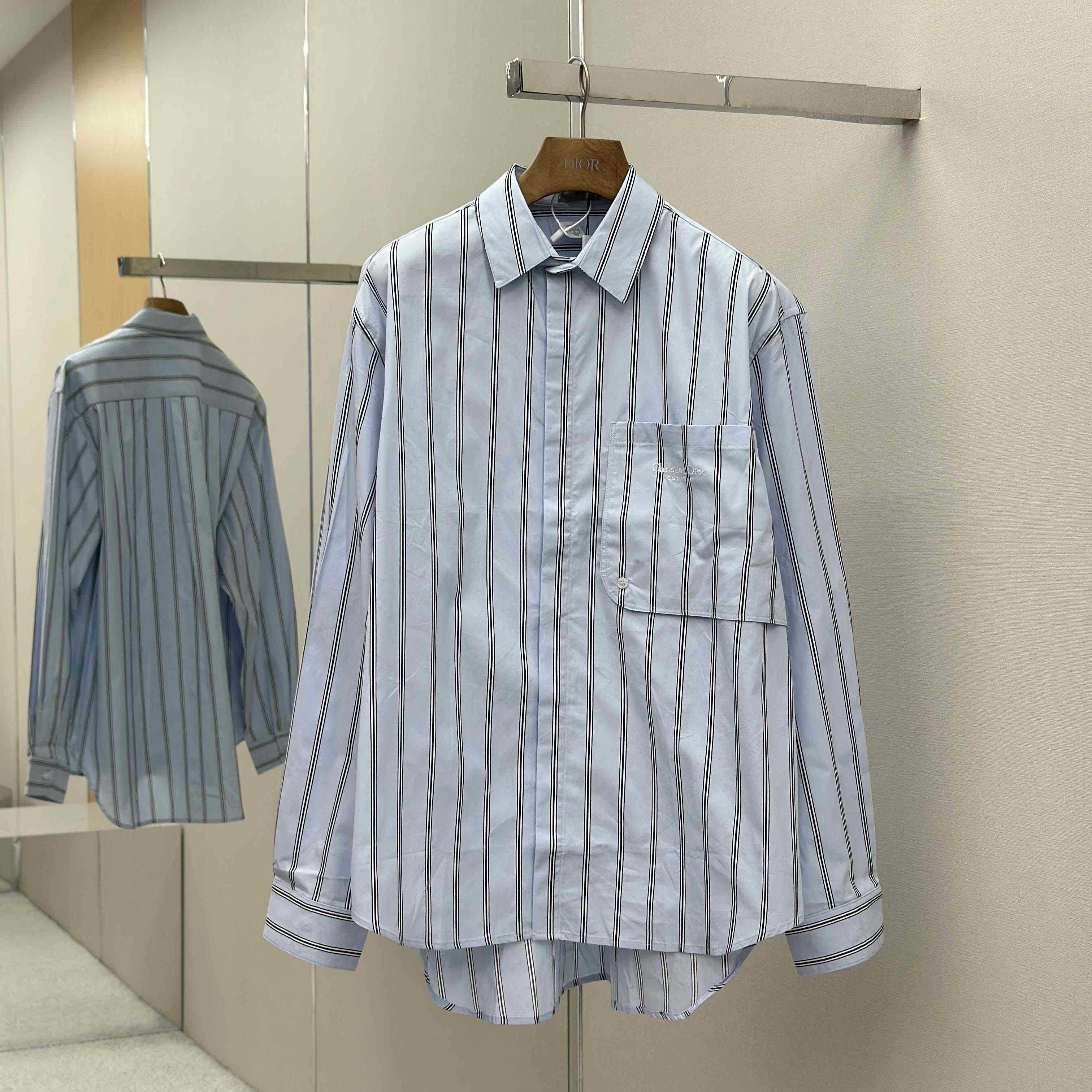Dior Embroidery Shirt in Blue - EUR FASHION