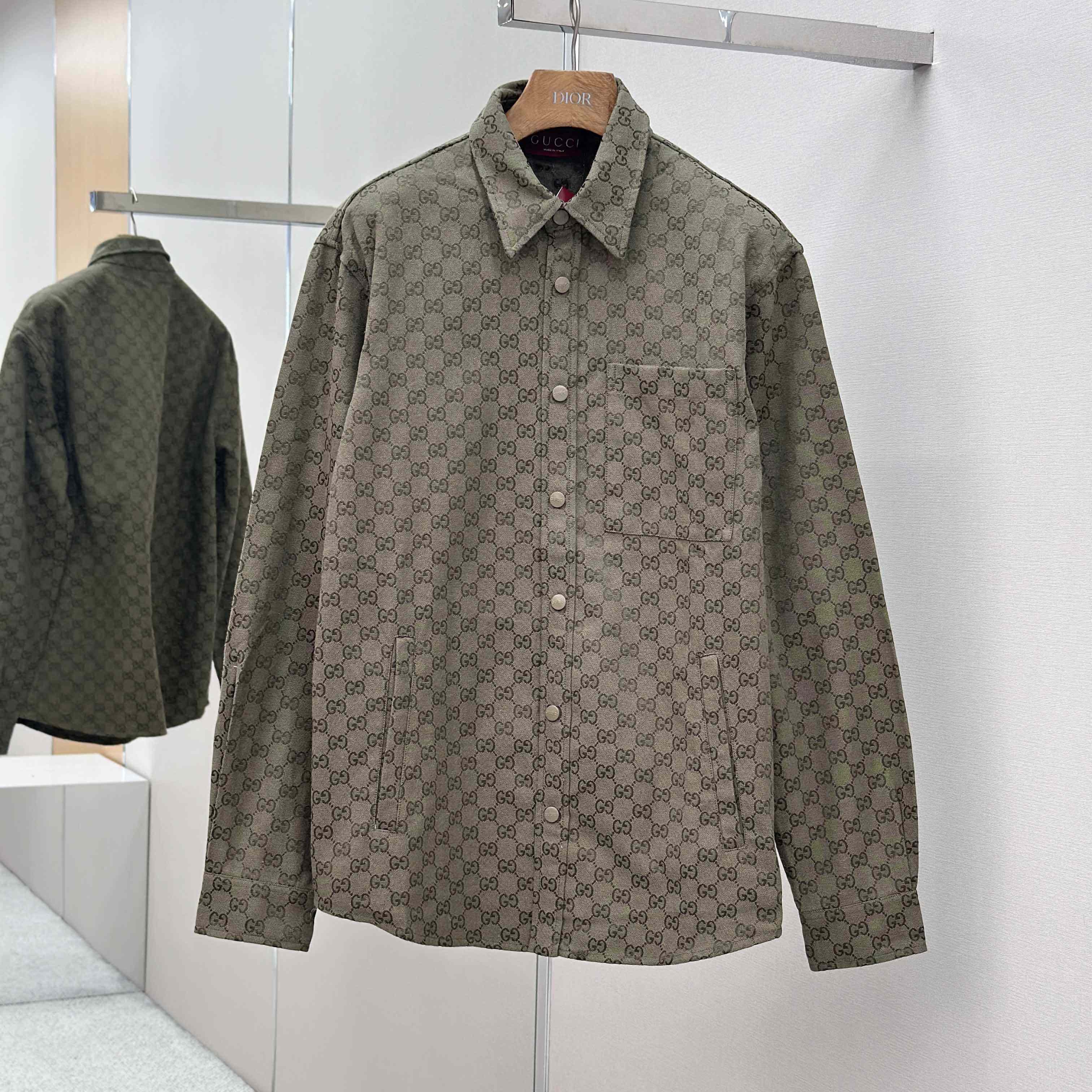 Gucci  Monogrammed Cotton-Blend Jacquard Shirt - EUR FASHION