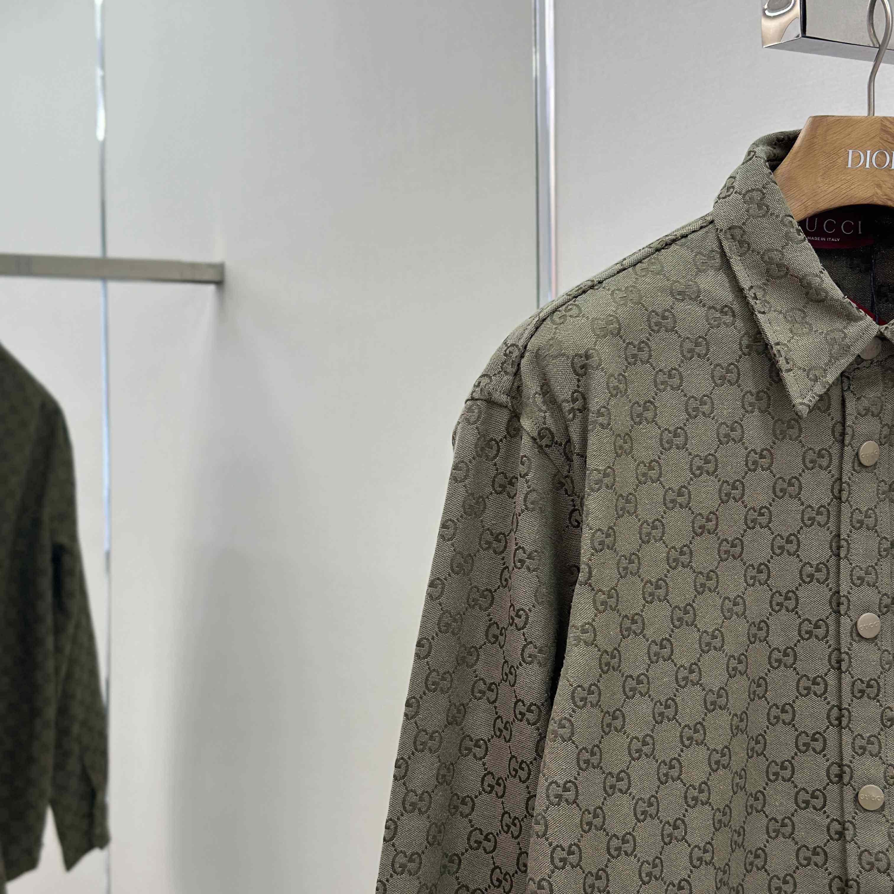 Gucci  Monogrammed Cotton-Blend Jacquard Shirt - EUR FASHION