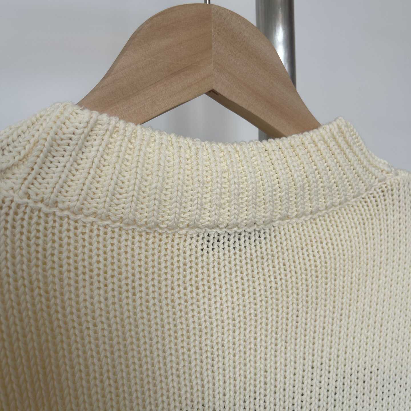 Off White Big Bookish Chunky Knit Crewn Creme Brul - EUR FASHION