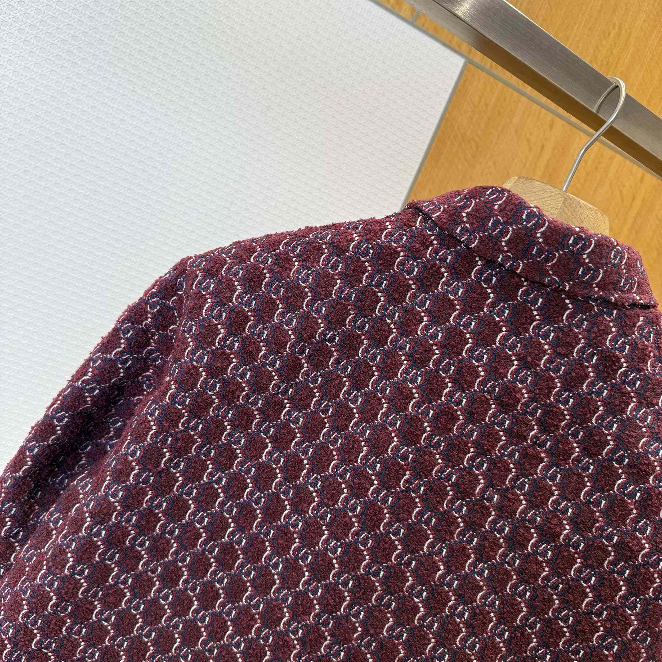 Gucci Bouclé Wool Jacquard Shirt 'Burgundy/Blue' - EUR FASHION