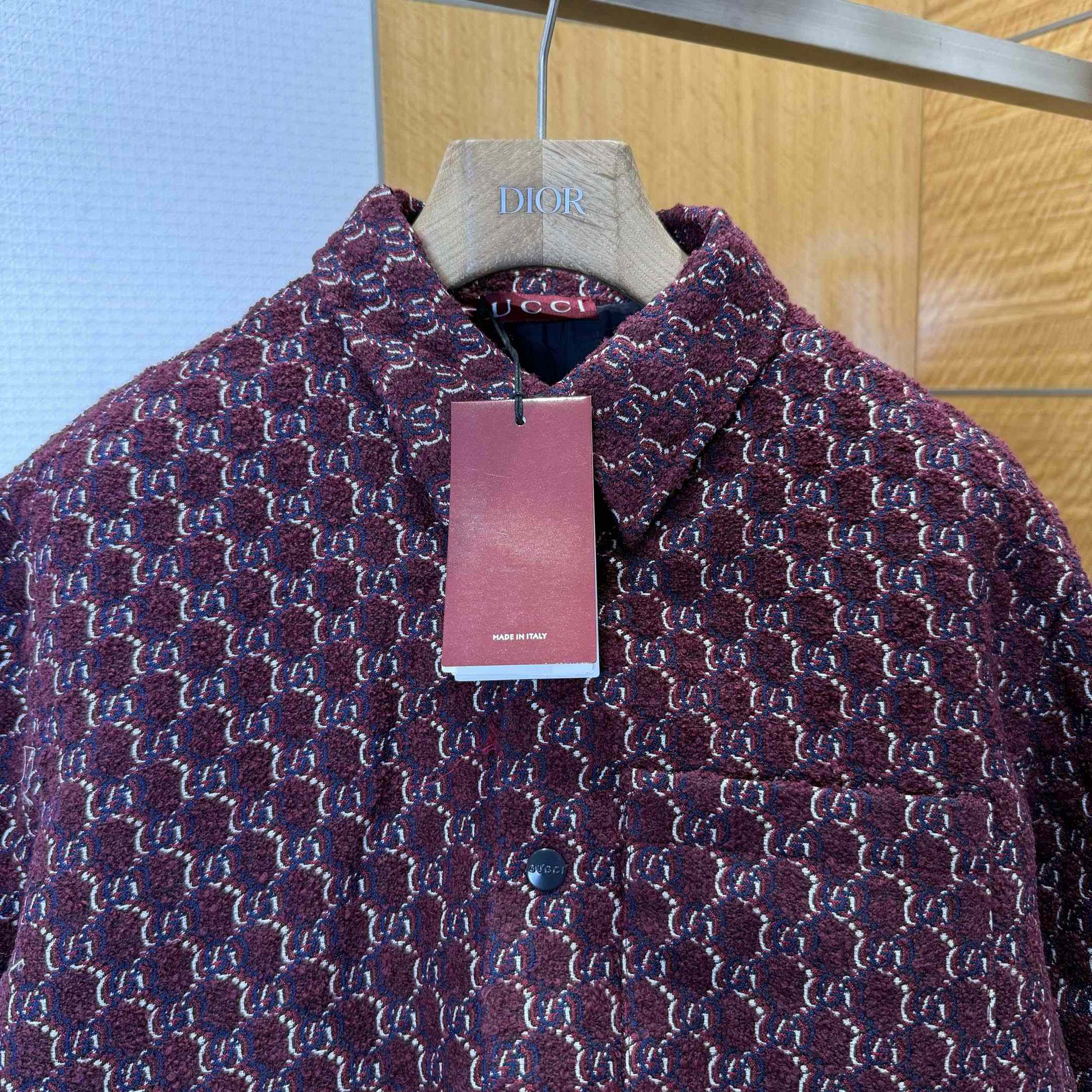 Gucci Bouclé Wool Jacquard Shirt 'Burgundy/Blue' - EUR FASHION