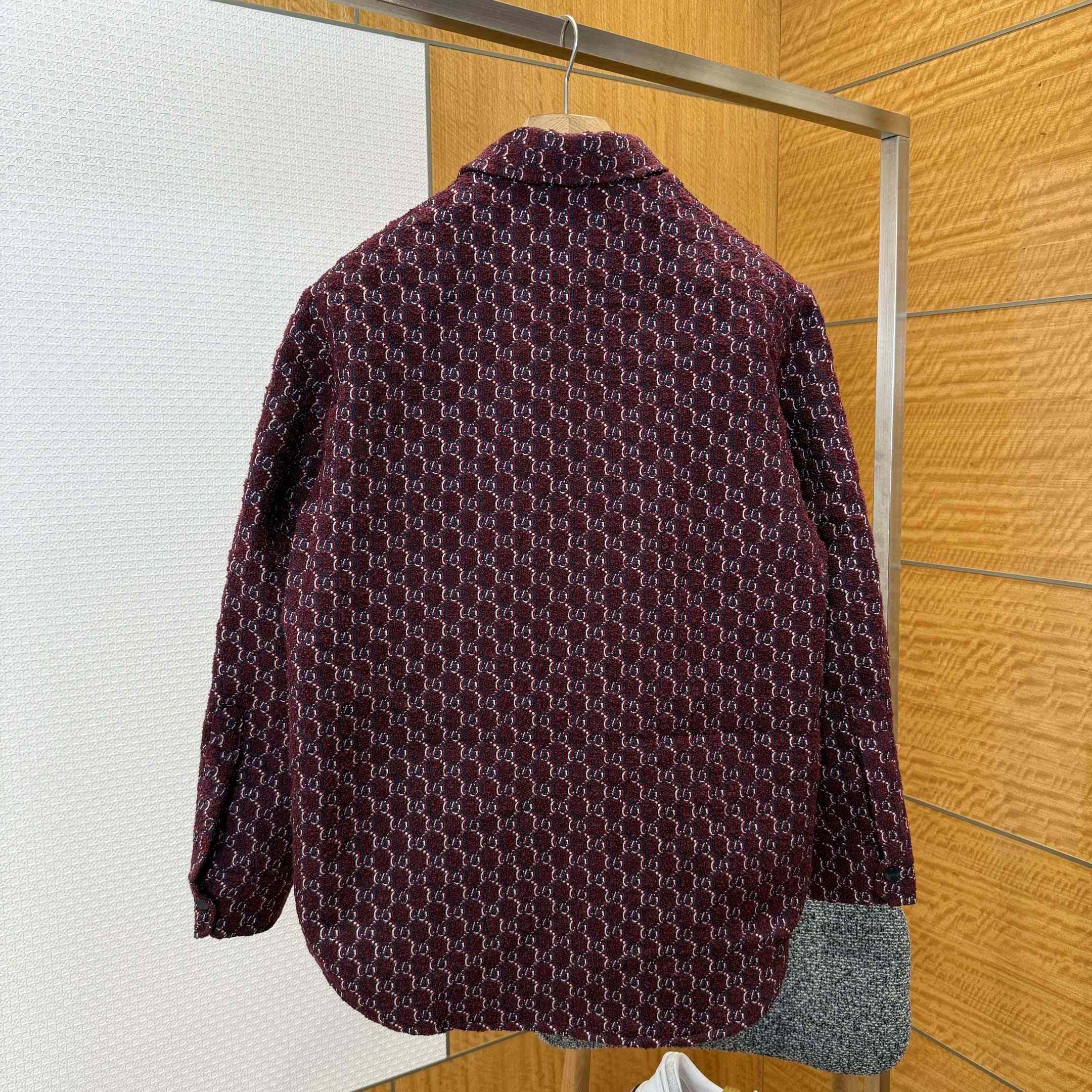 Gucci Bouclé Wool Jacquard Shirt 'Burgundy/Blue' - EUR FASHION