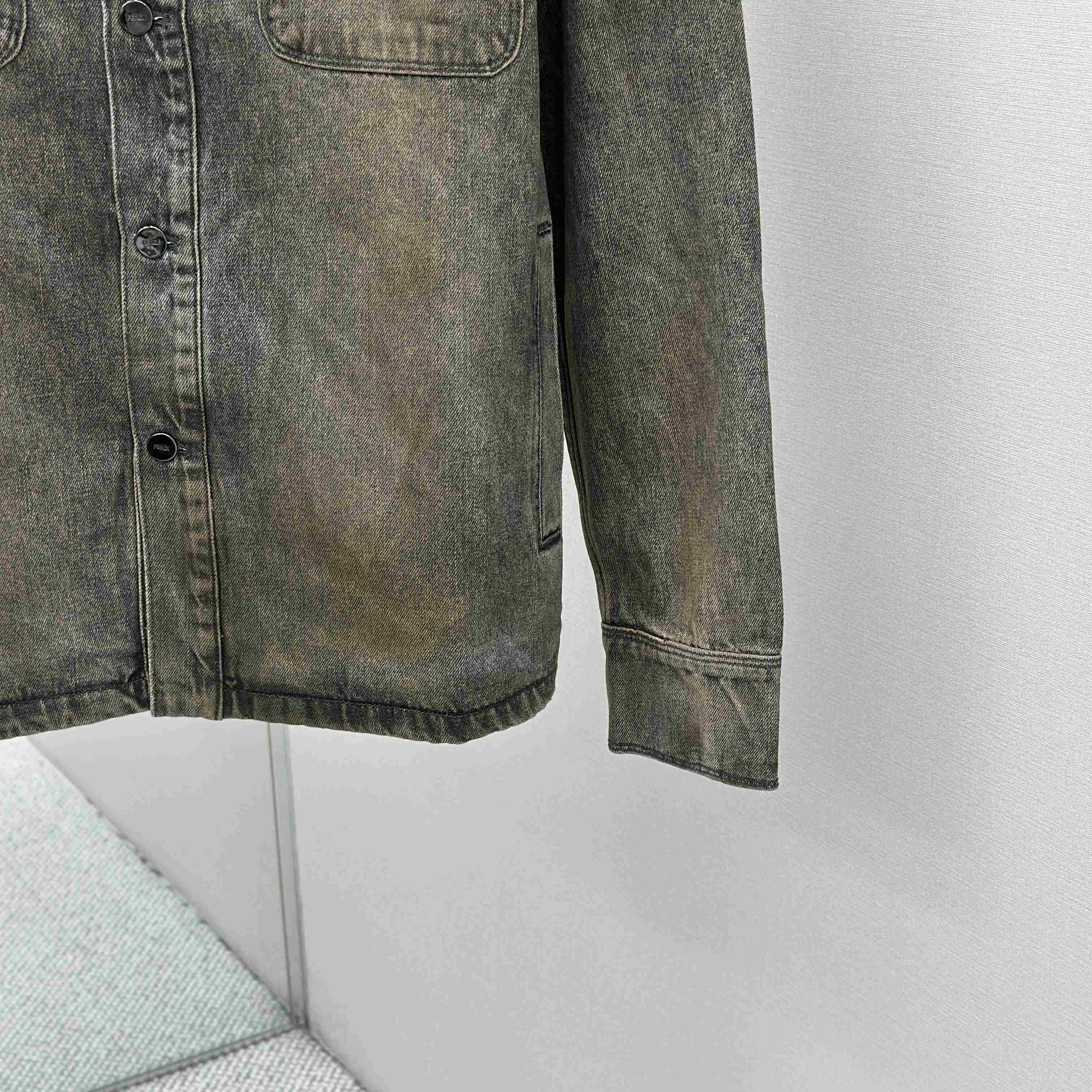 Fendi Grey Overdyed Denim Shirt - EUR FASHION