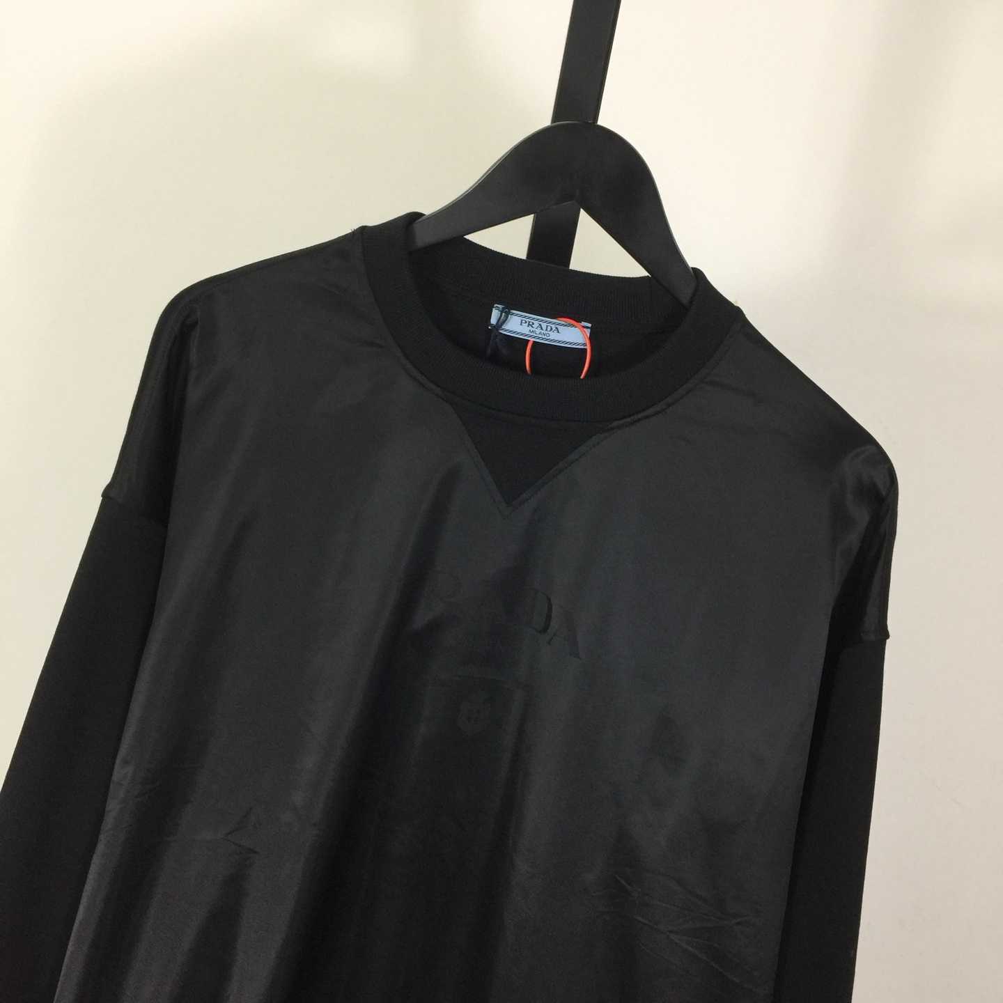 Prada Recycled Nylon Fleece-Sleeve Pullover Top - EUR FASHION
