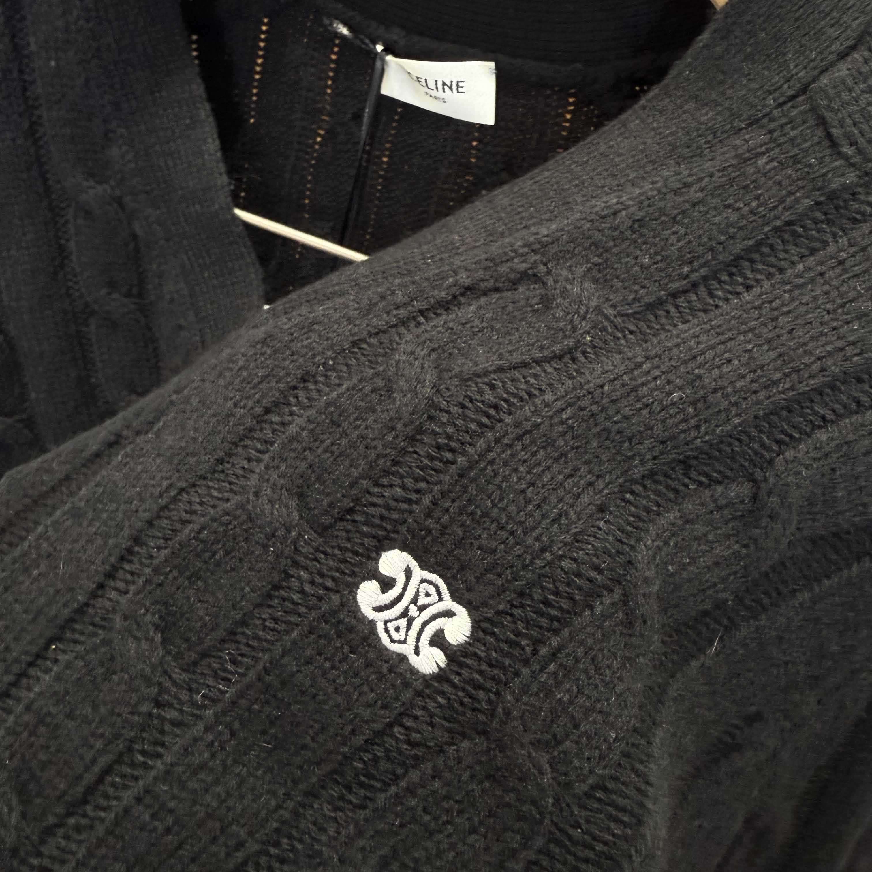 Celine Triomphe Cardigan In Cable-Knit Cashmere - EUR FASHION
