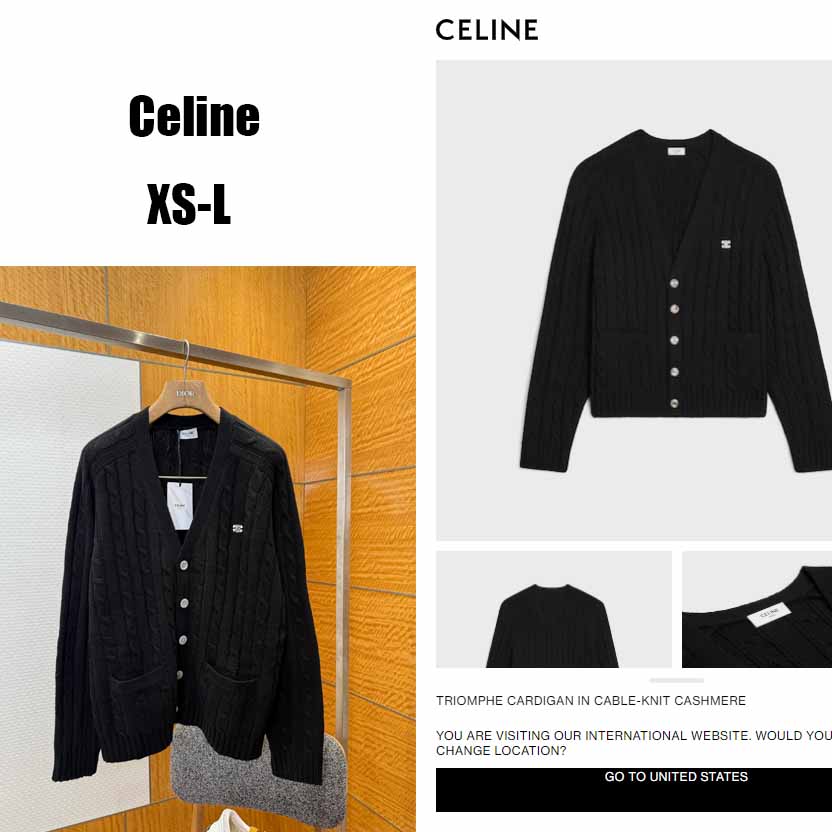 Celine Triomphe Cardigan In Cable-Knit Cashmere - EUR FASHION