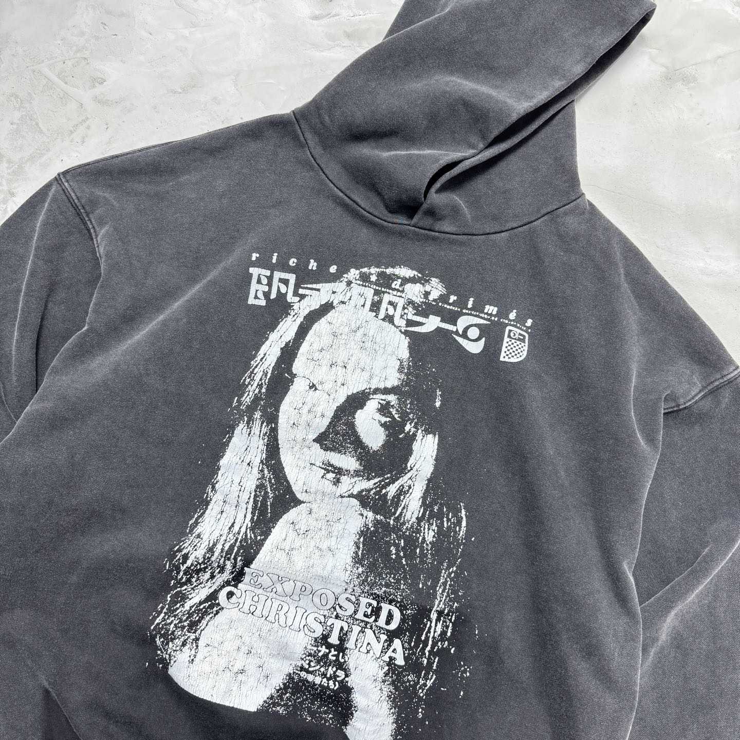 Enfants Riches Déprimés Exposed Christina Hoodie 'Sun Faded Black' - EUR FASHION
