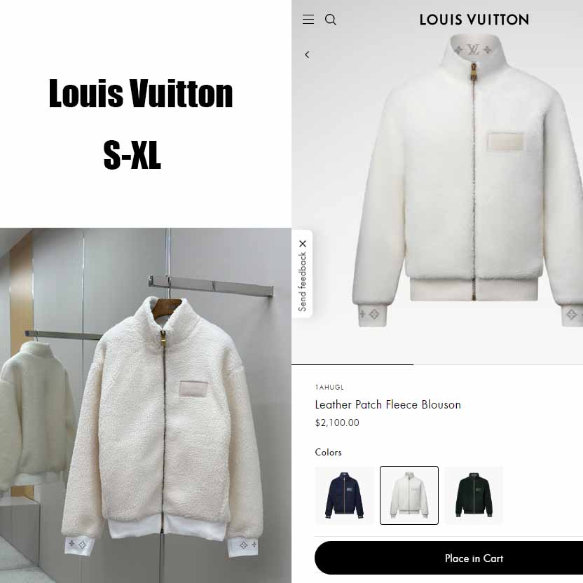 Louis Vuitton Leather Patch Fleece Blouson   1AHUGL - EUR FASHION