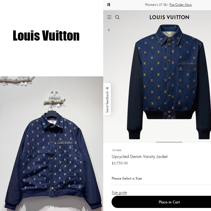 Louis Vuitton Upcycled Denim Varsity Jacket    - EUR FASHION