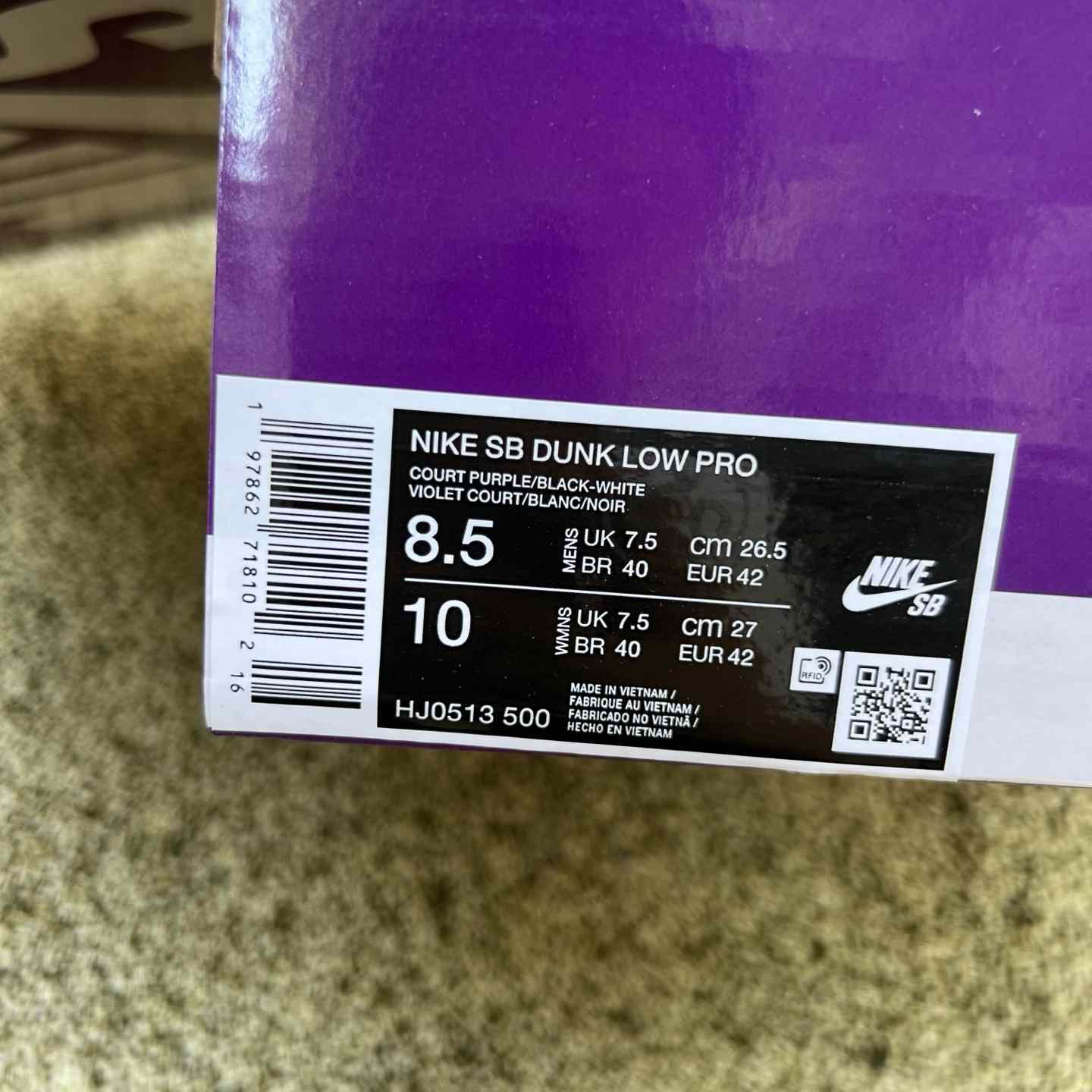 Nike SB Dunk Low Pro “Court Purple/Black/White” – S2 Pure Original Version HJ0513-500 - EUR FASHION