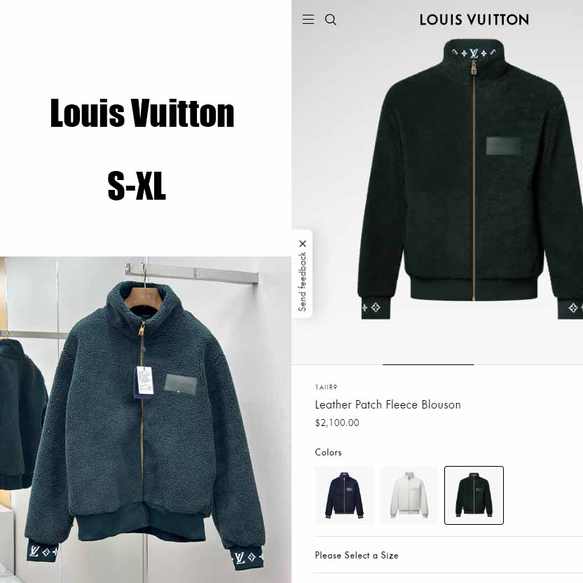 Louis Vuitton Leather Patch Fleece Blouson   1AIIR9 - EUR FASHION