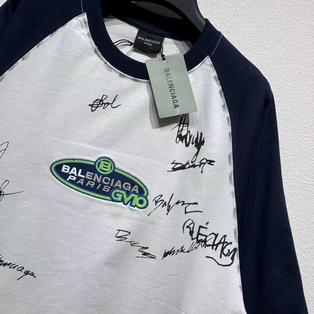 Balenciaga Banana Raglan Oversized T-Shirt In Dirty White And Blue Dry Jersey - EUR FASHION