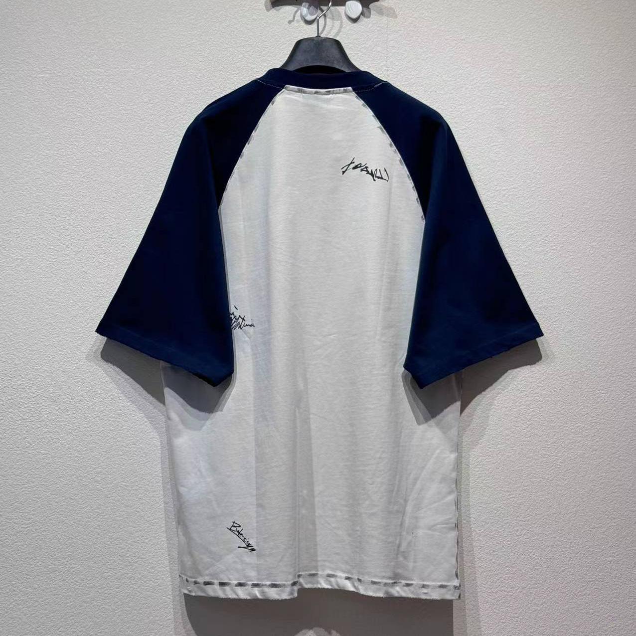 Balenciaga Banana Raglan Oversized T-Shirt In Dirty White And Blue Dry Jersey - EUR FASHION