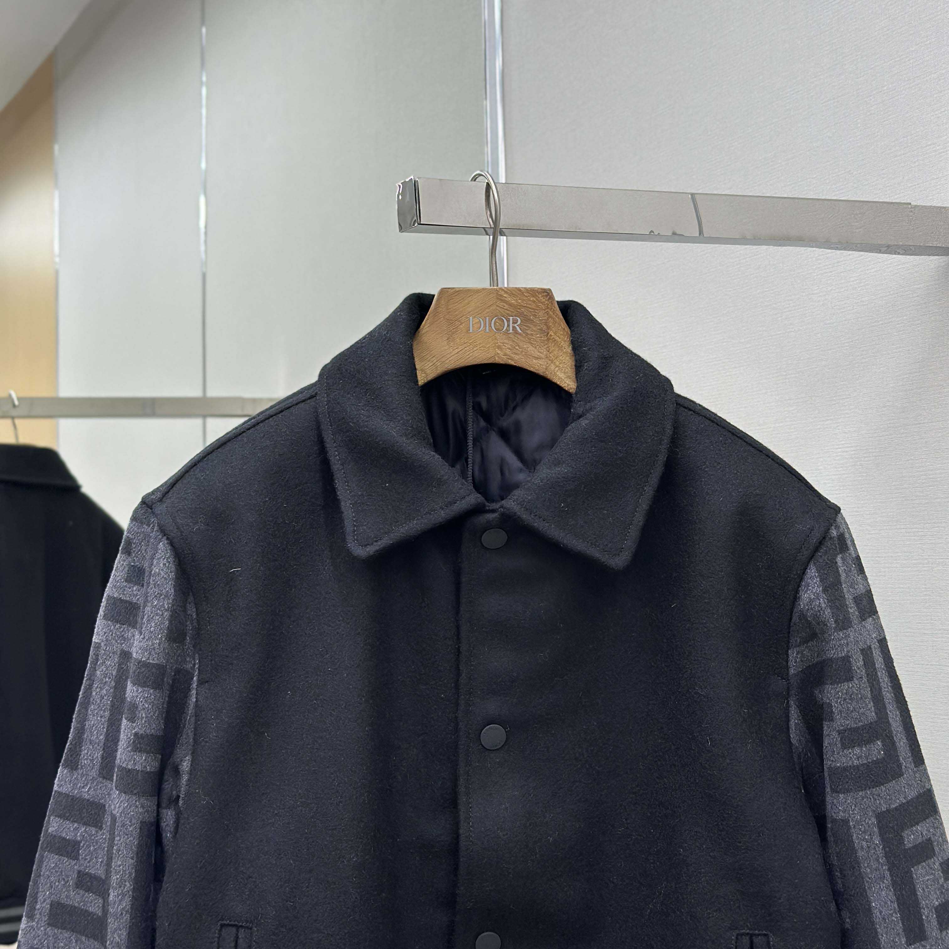 Fendi Black Wool Bomber Jacket - EUR FASHION