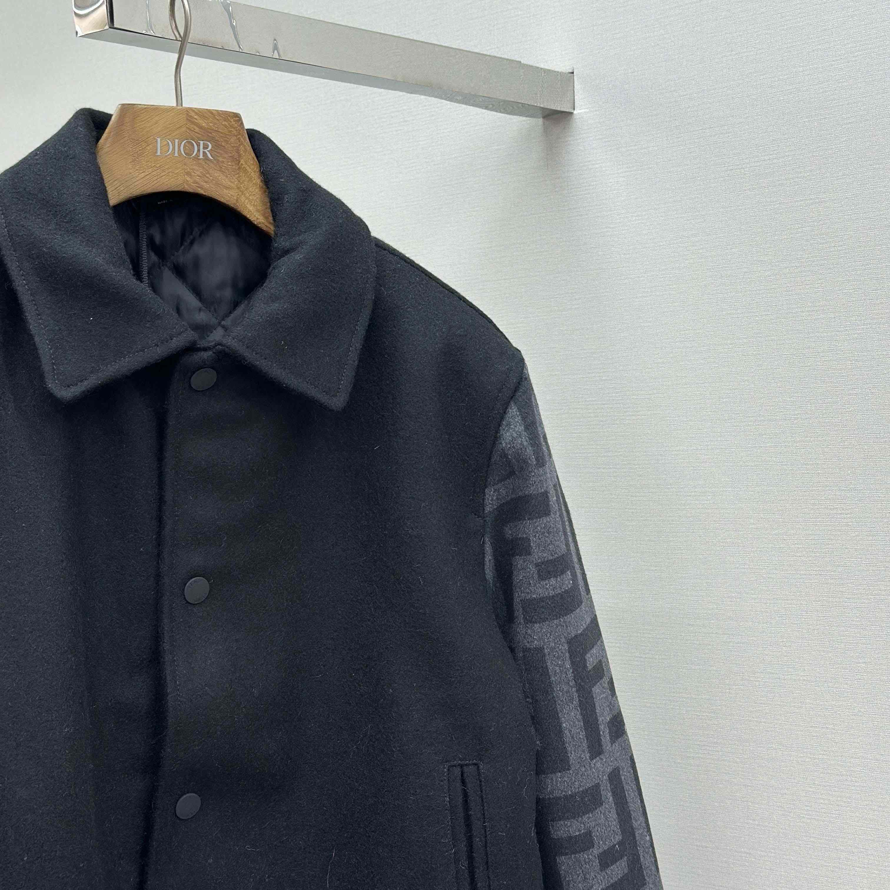 Fendi Black Wool Bomber Jacket - EUR FASHION