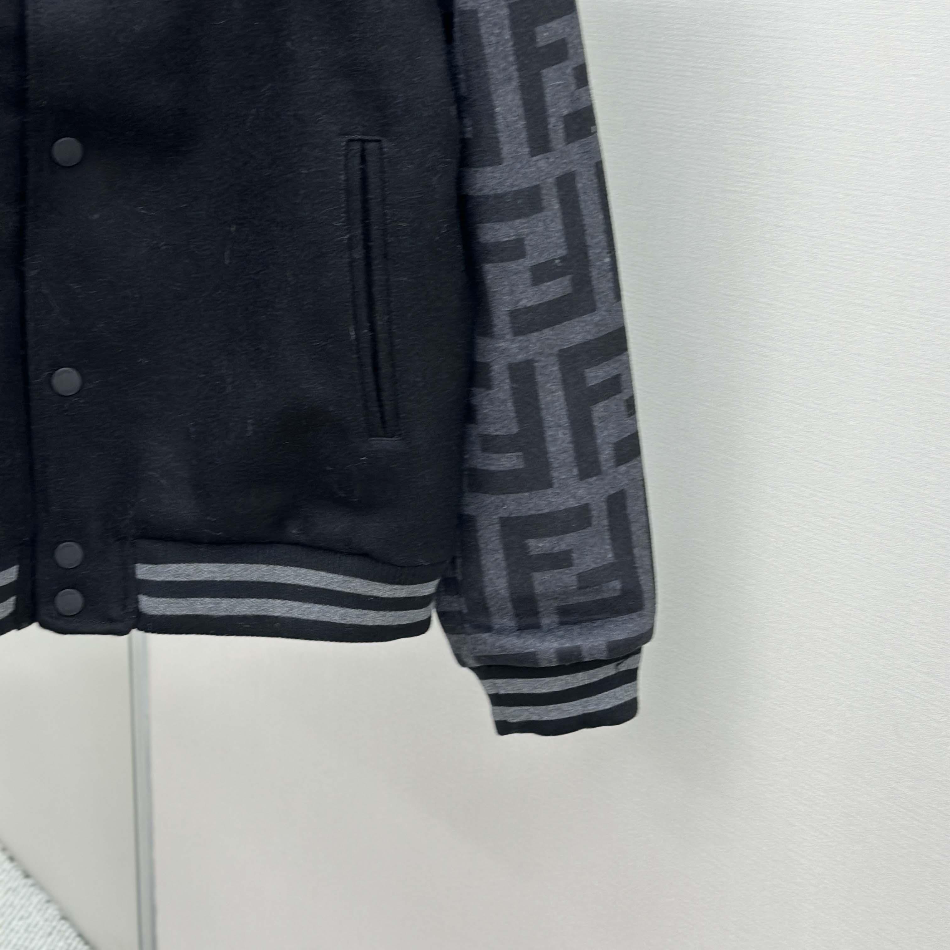 Fendi Black Wool Bomber Jacket - EUR FASHION