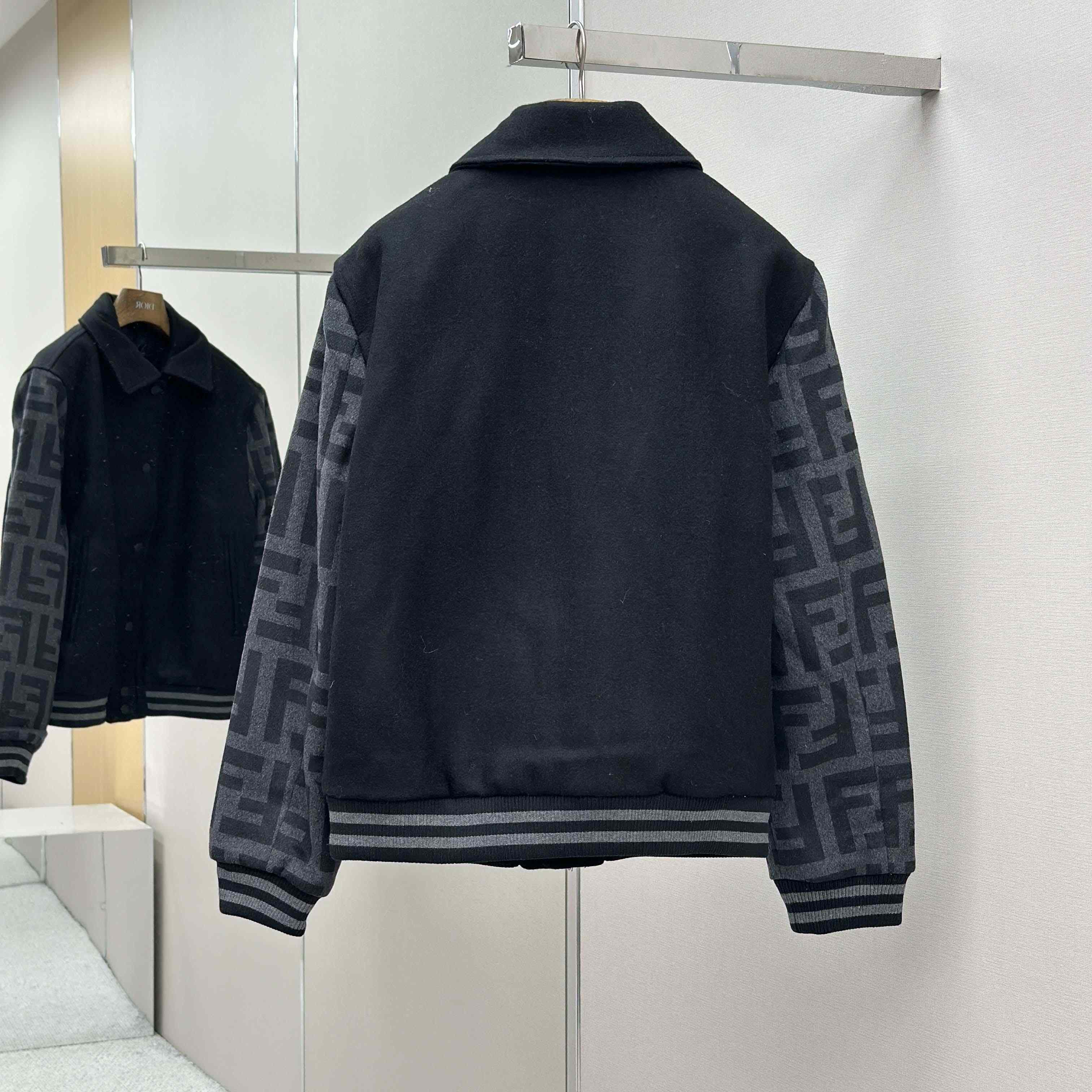 Fendi Black Wool Bomber Jacket - EUR FASHION