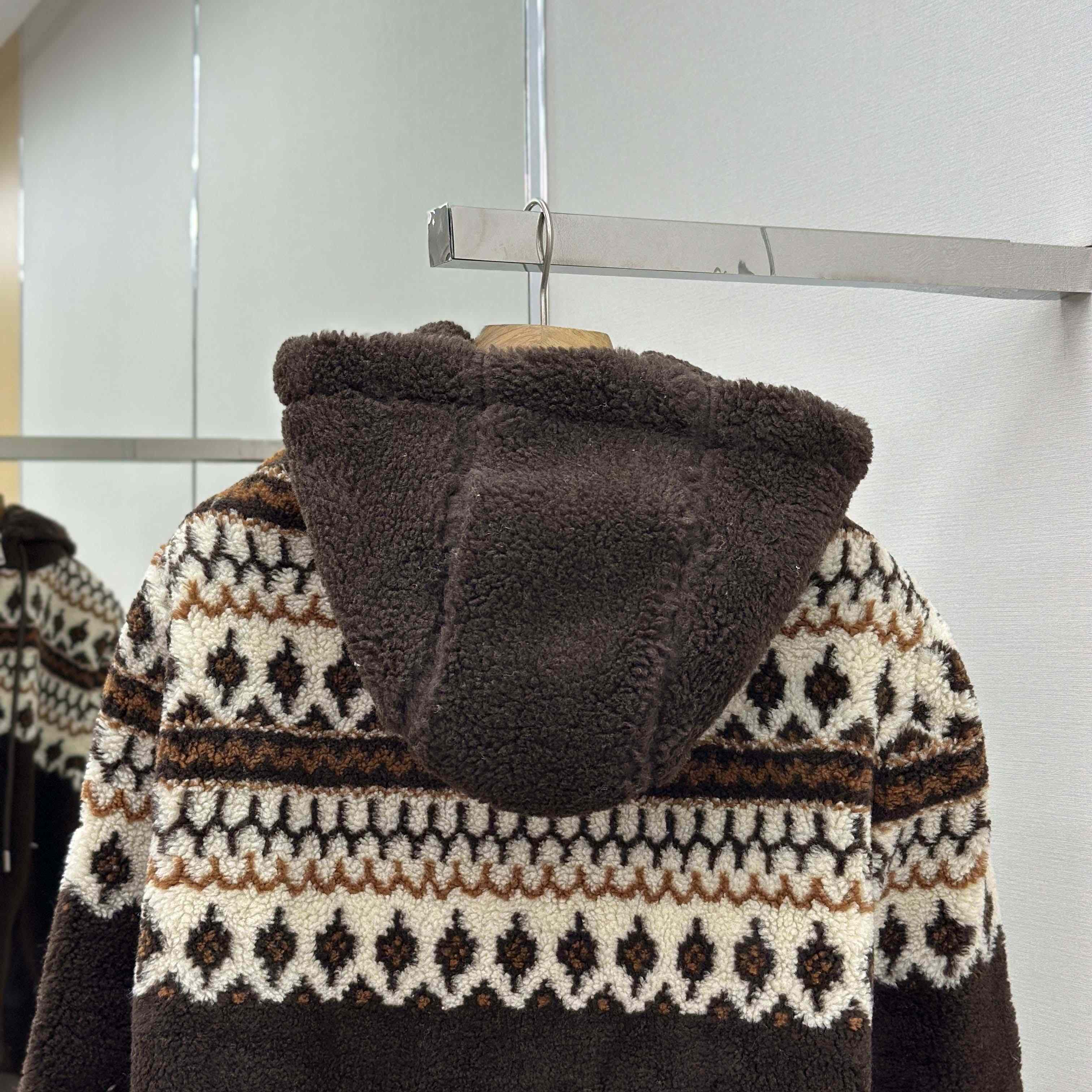 Moncler Geometric Jacquard Wool Blend Hoodie - EUR FASHION