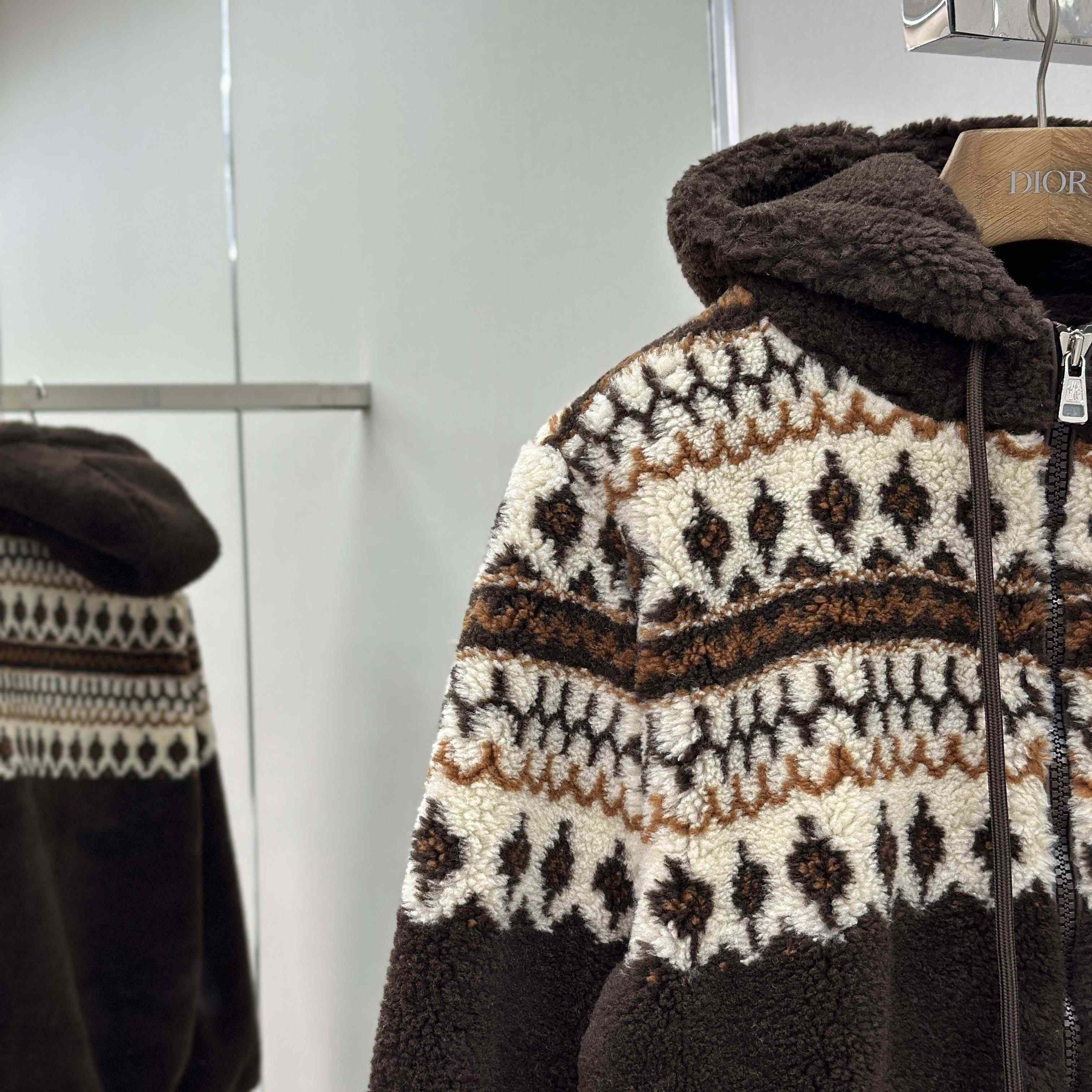 Moncler Geometric Jacquard Wool Blend Hoodie - EUR FASHION