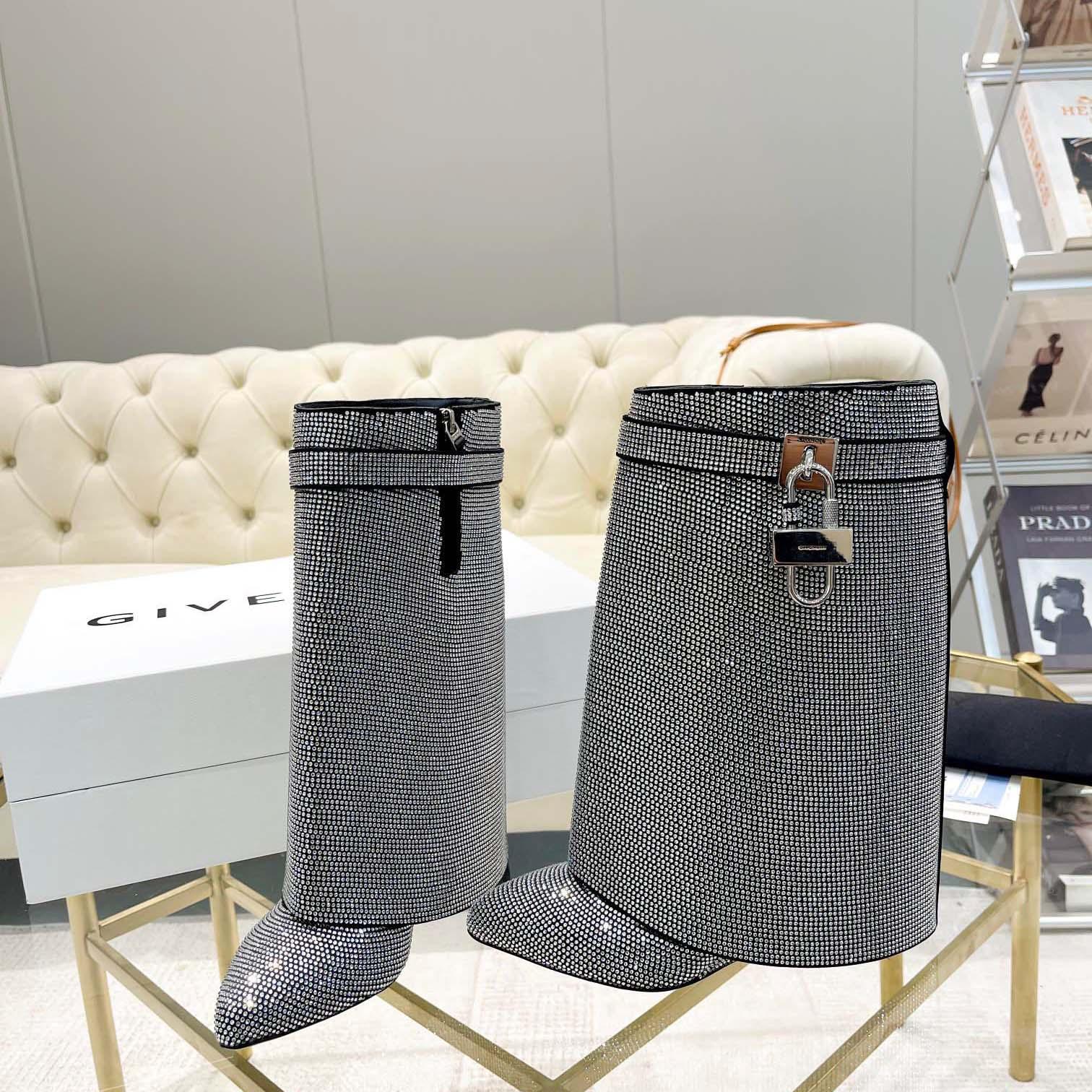 Givenchy Shark Lock Leather Knee-high Boots - EUR FASHION