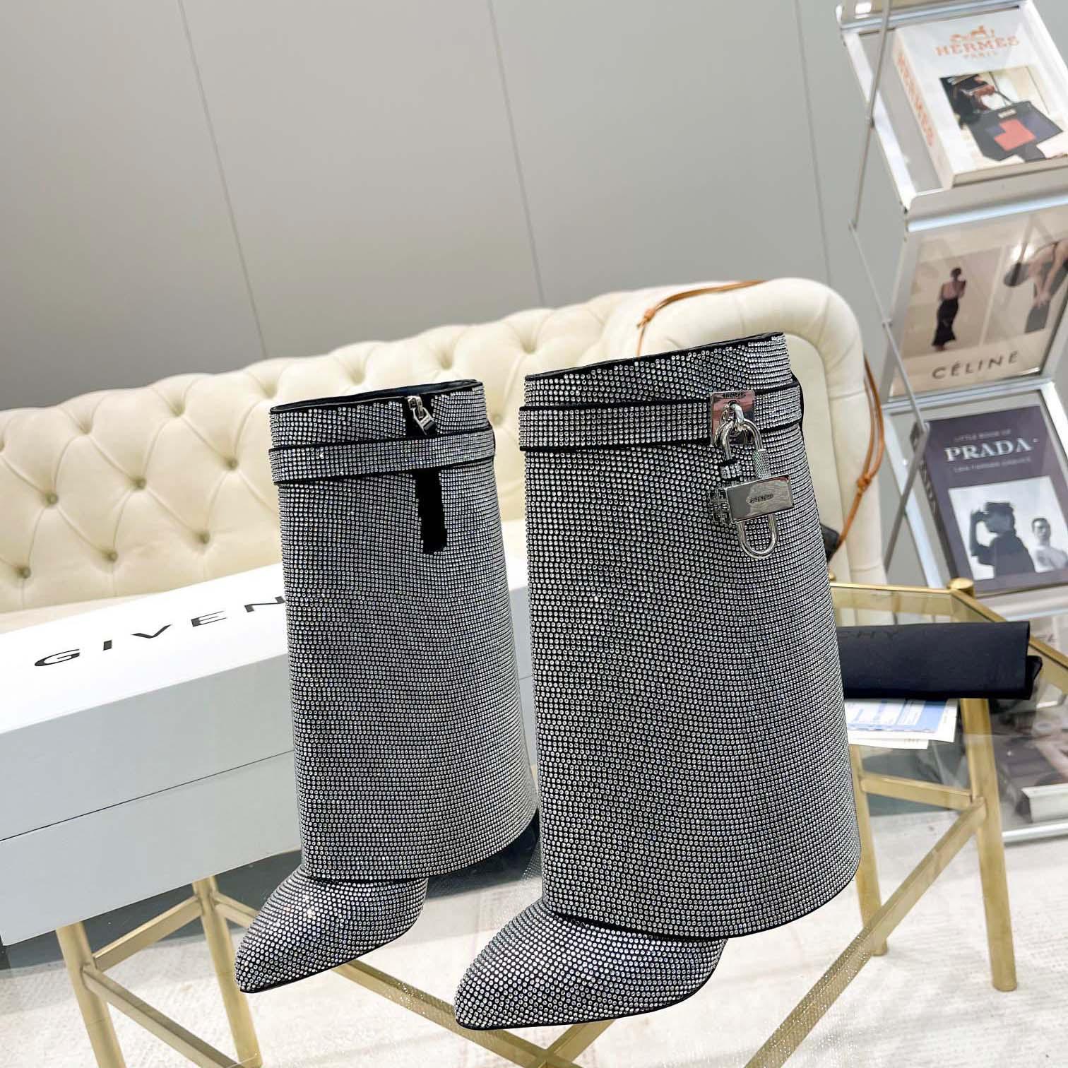 Givenchy Shark Lock Leather Knee-high Boots - EUR FASHION