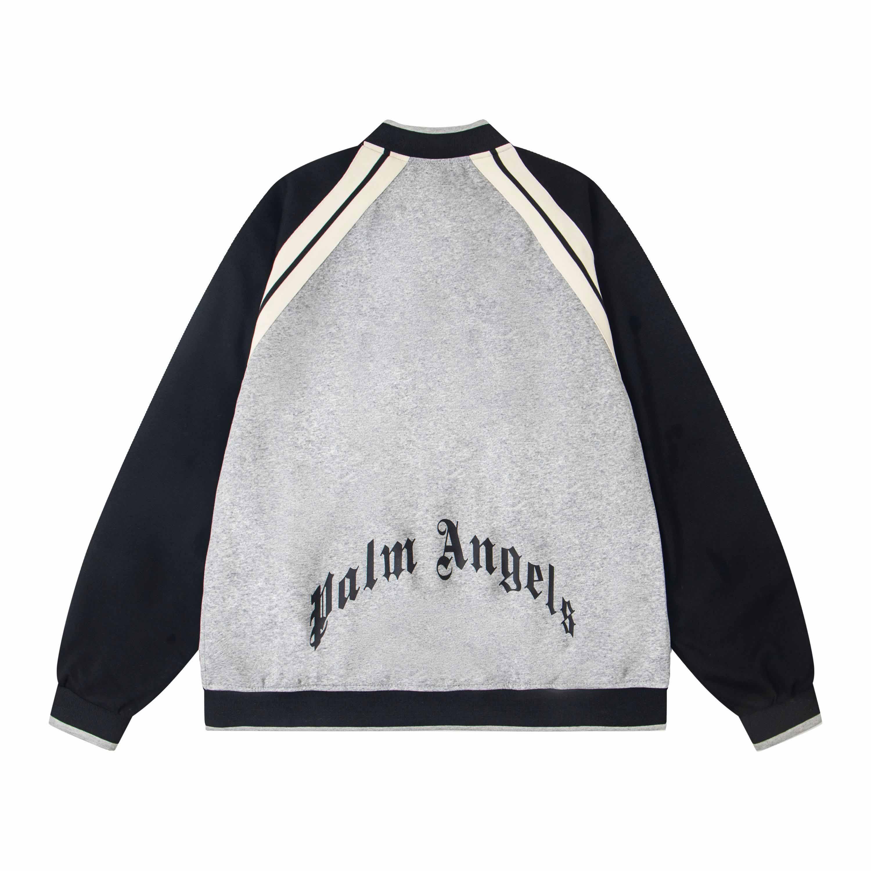 Palm Angels Curved Logo Track Varsity Jacket - EUR FASHION