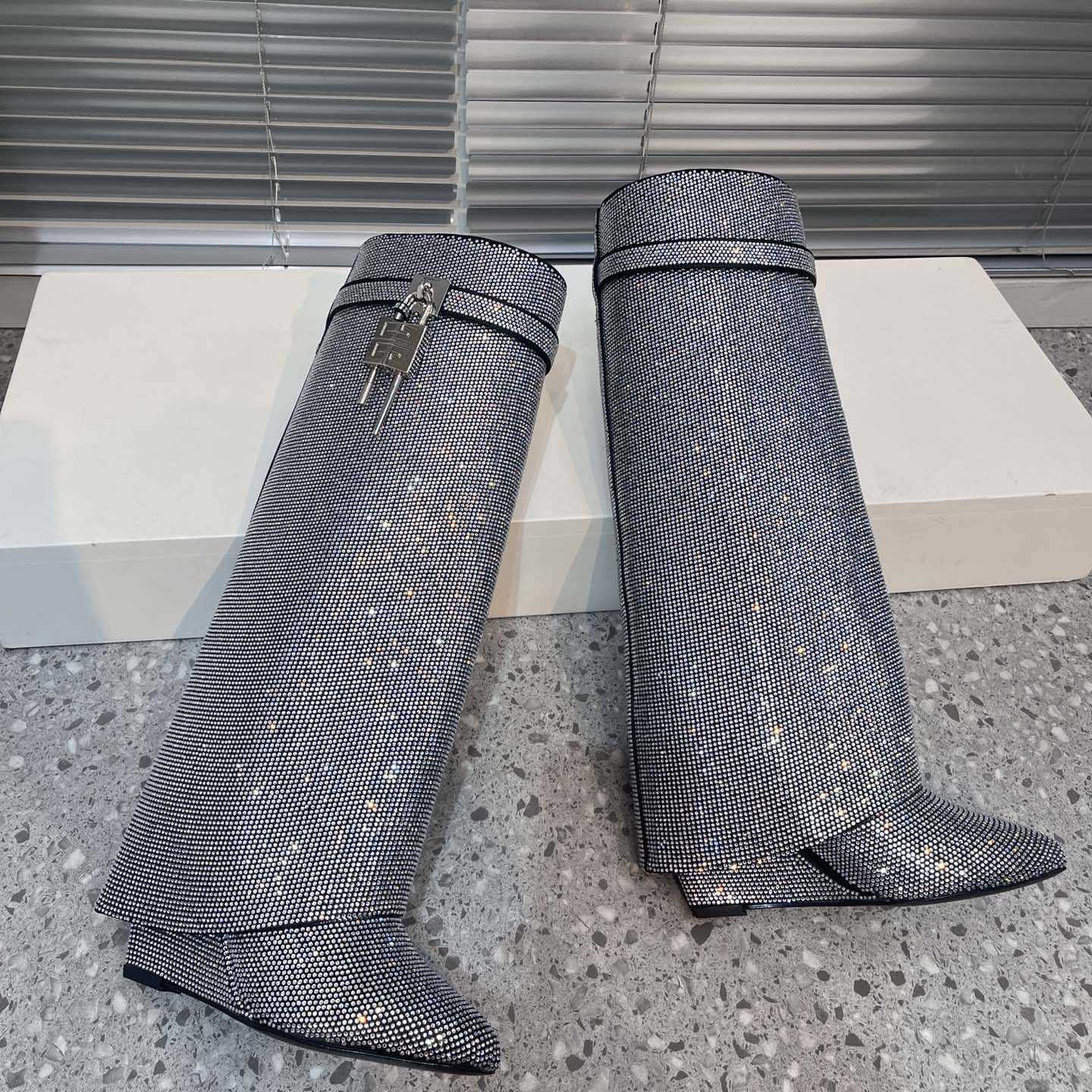 Givenchy Shark Lock Leather Knee-high Boots - EUR FASHION