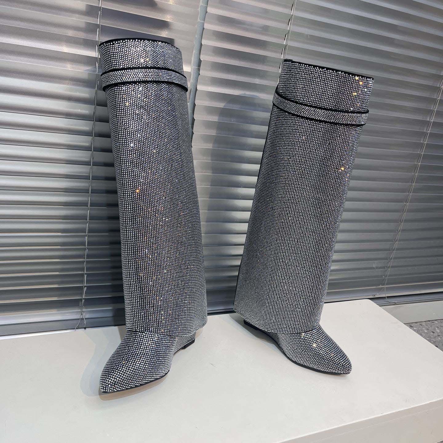 Givenchy Shark Lock Leather Knee-high Boots - EUR FASHION