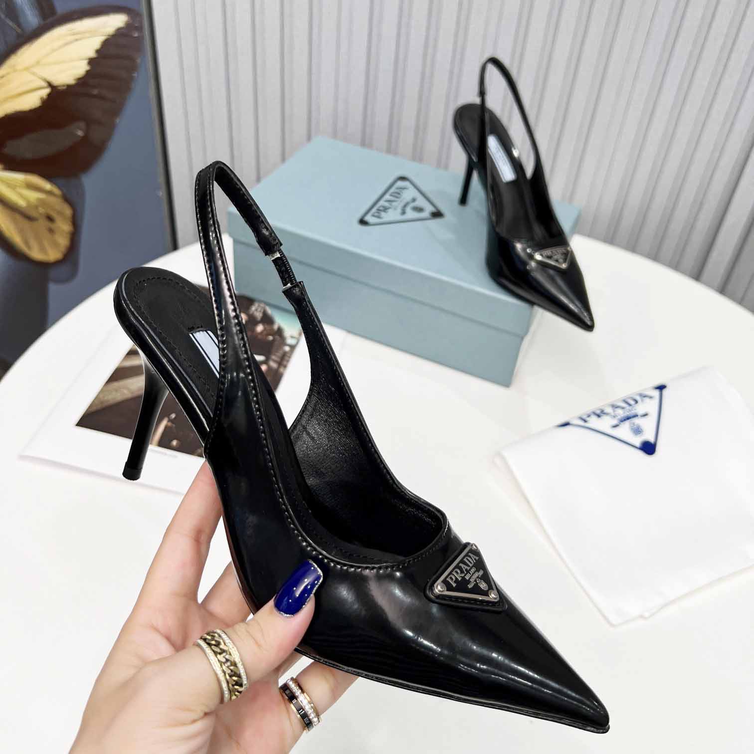 Prada Brushed Leather Slingback Pumps - EUR FASHION