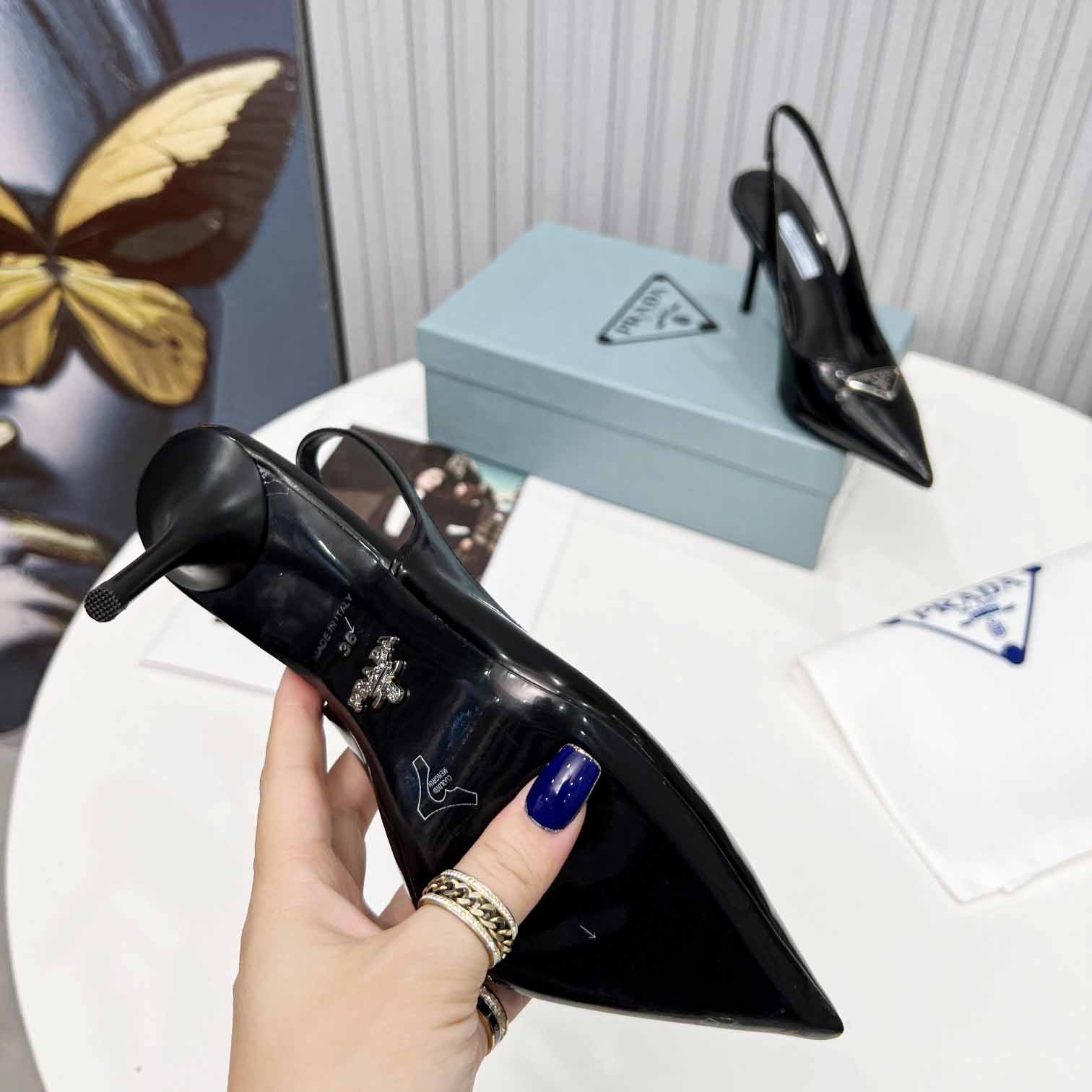 Prada Brushed Leather Slingback Pumps - EUR FASHION