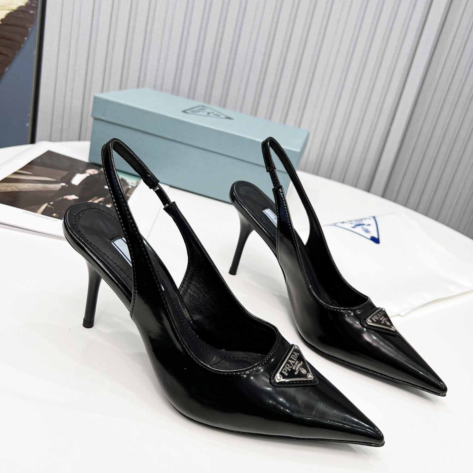 Prada Brushed Leather Slingback Pumps - EUR FASHION